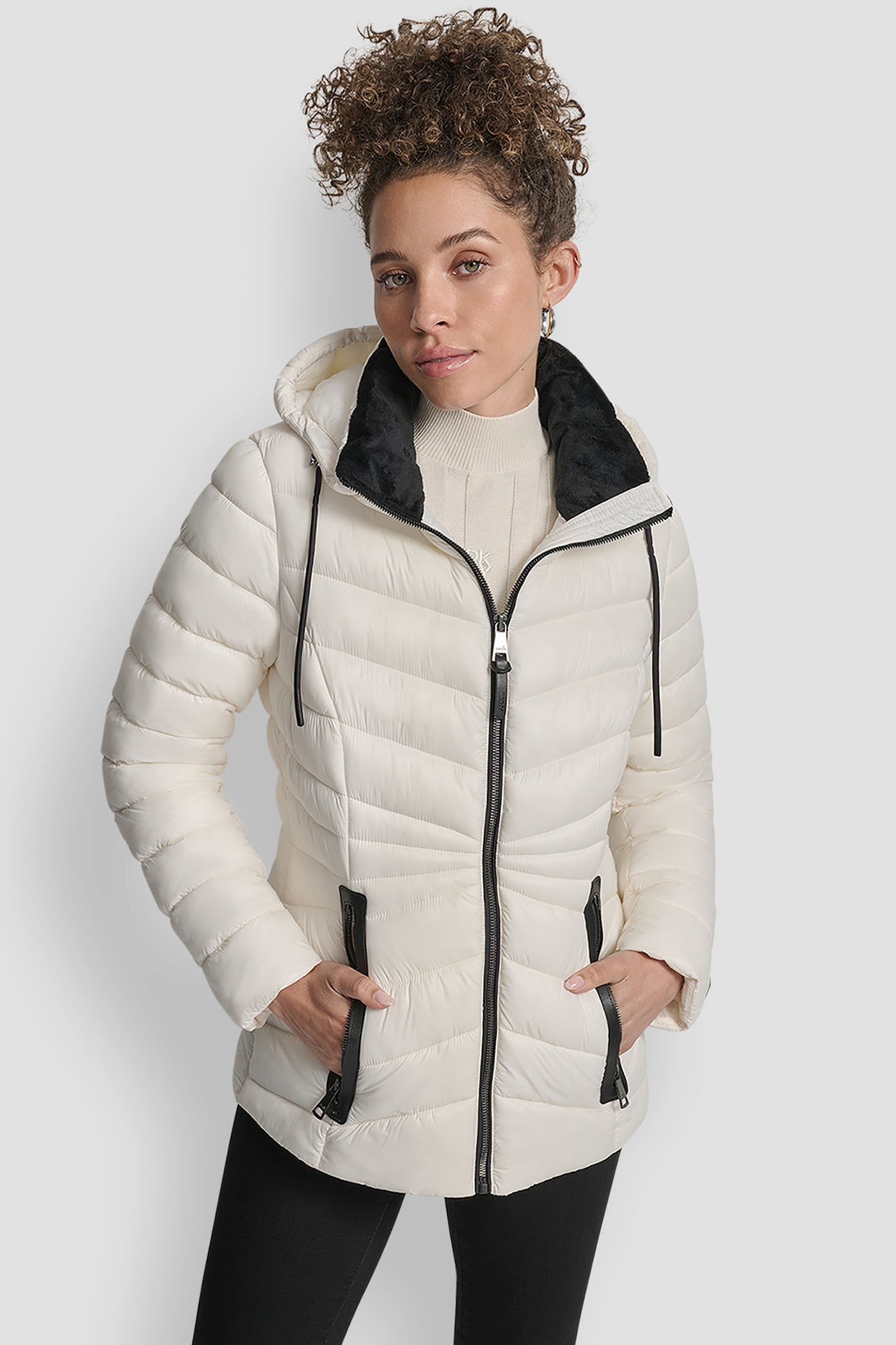 PEARL SHORT HOODED PUFFER JACKET, VIEW 1 | WOMENS COATS & JACKETS
