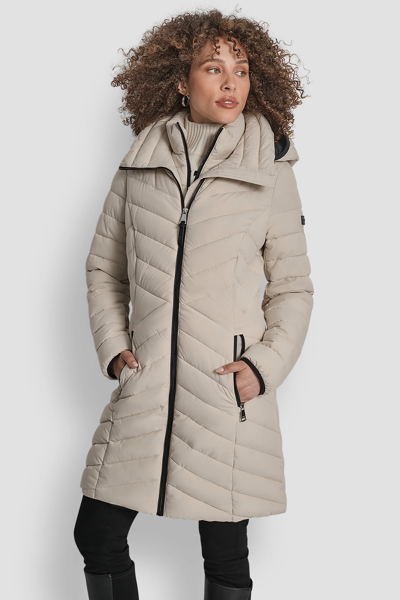 CEMENT LONG PACKABLE VESTIE WALKER, FRONT VIEW | DKNY Promo