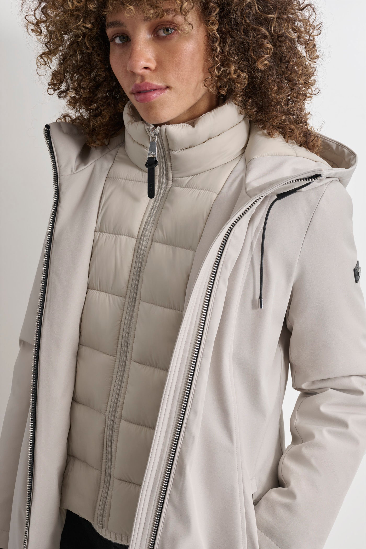 MID LENGTH HOODED SOFT SHELL JACKET VIEW 6 | Not Clearance or Preorder