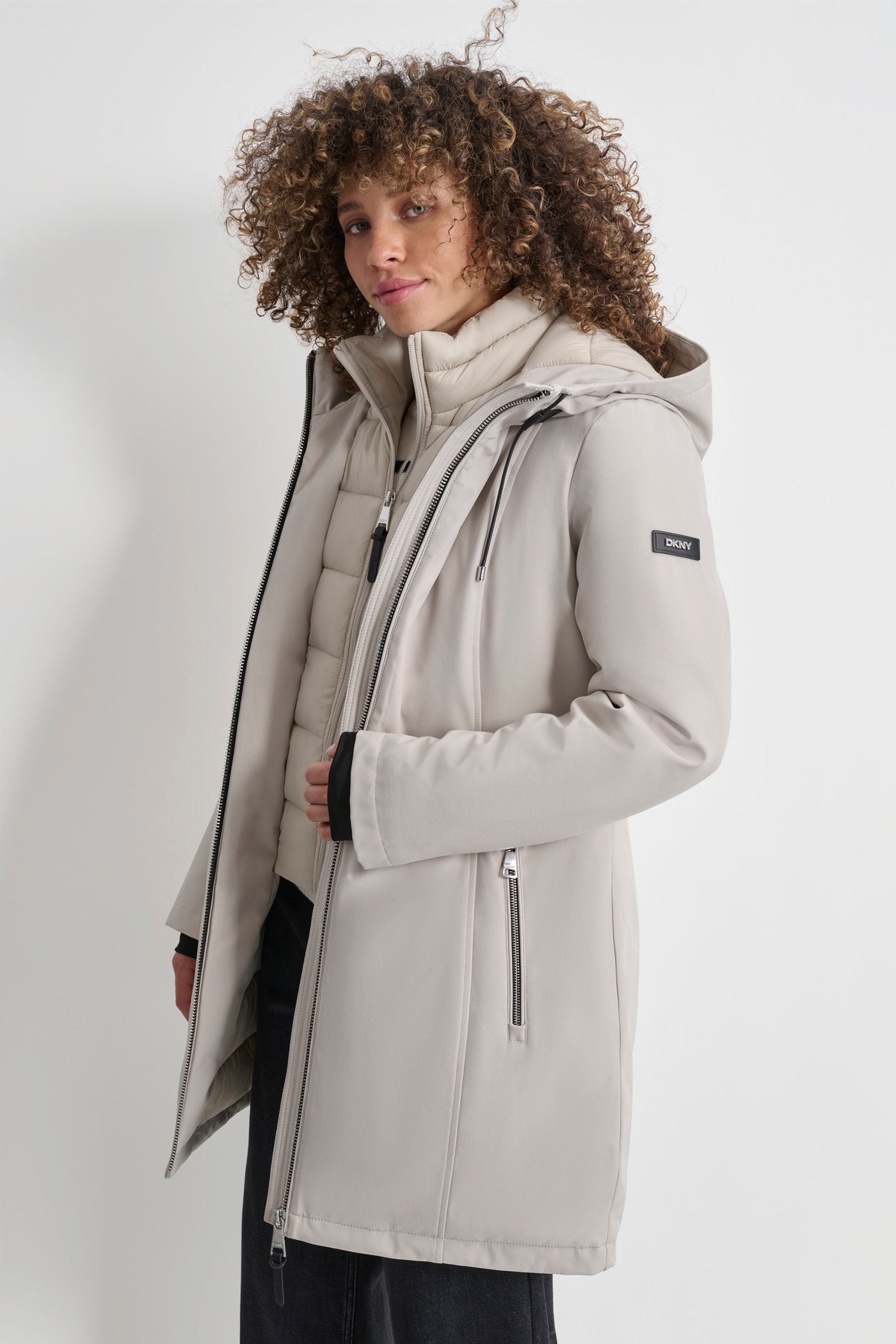 MID LENGTH HOODED SOFT SHELL JACKET VIEW 5 | Not Clearance or Preorder