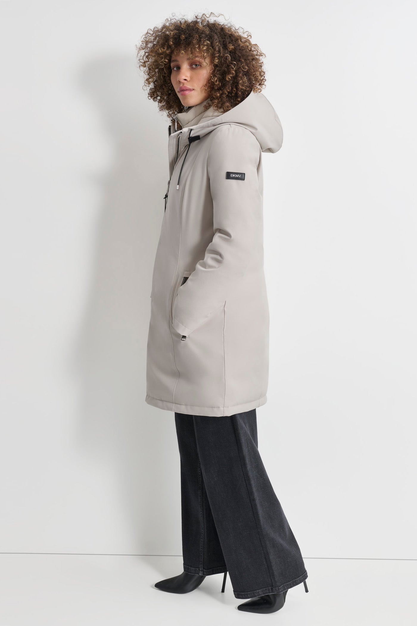 MID LENGTH HOODED SOFT SHELL JACKET VIEW 4 | Not Clearance or Preorder
