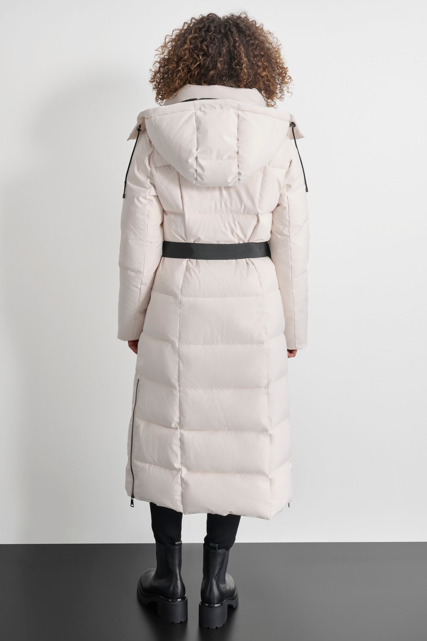 Chiffon BOX QUILT LONG PUFFER WITH BELT, VIEW 2 | Fall Neutrals
