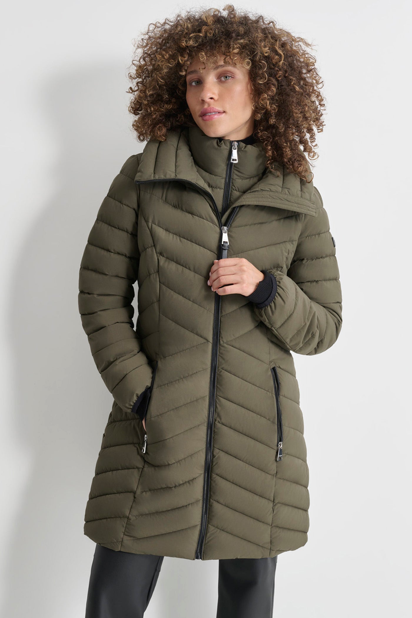 LODEN LONG PACKABLE VESTIE WALKER, VIEW 1 | DKNY Promo
