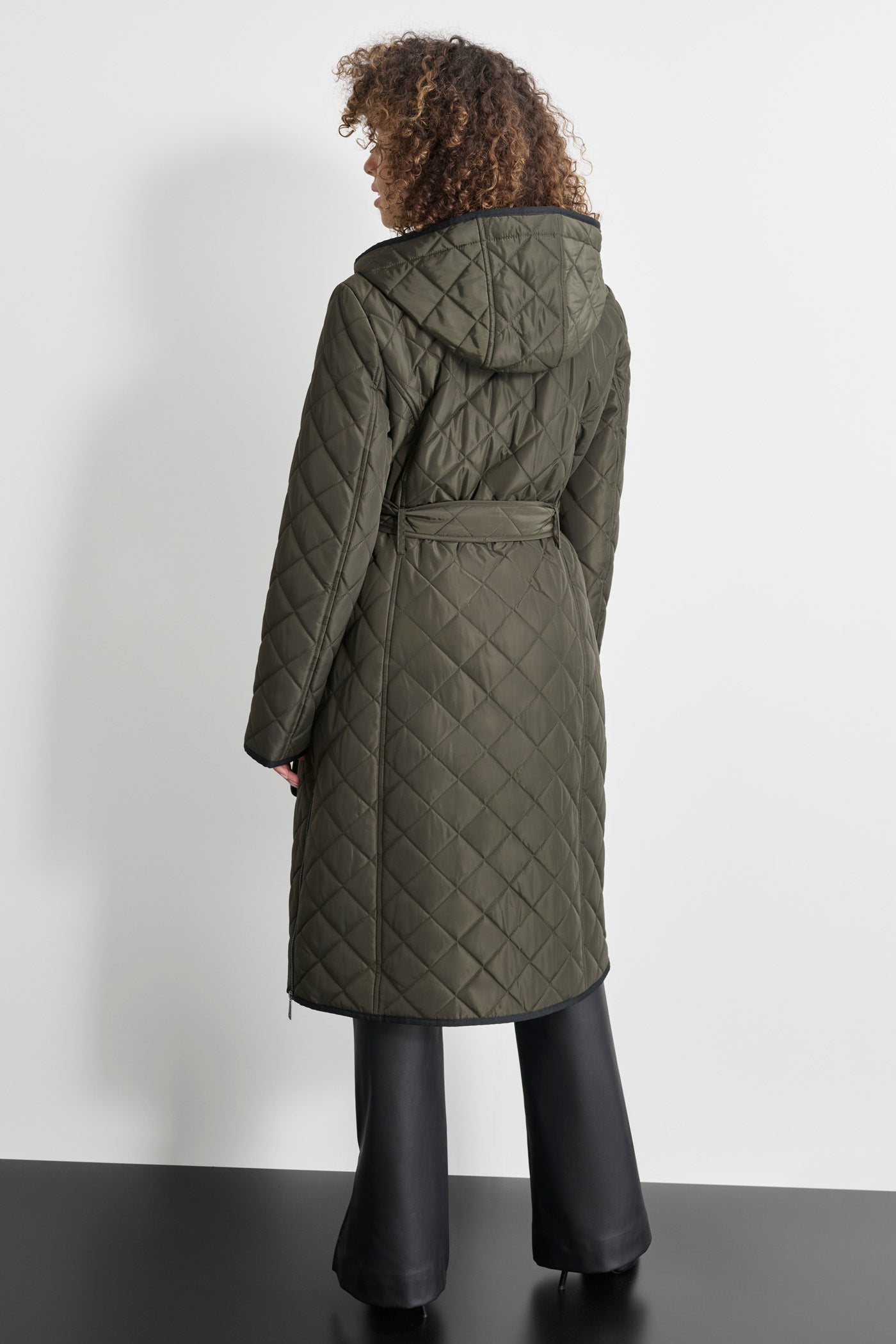 Green Long Quilted Trench, VIEW 2 | WOMENS COATS & JACKETS