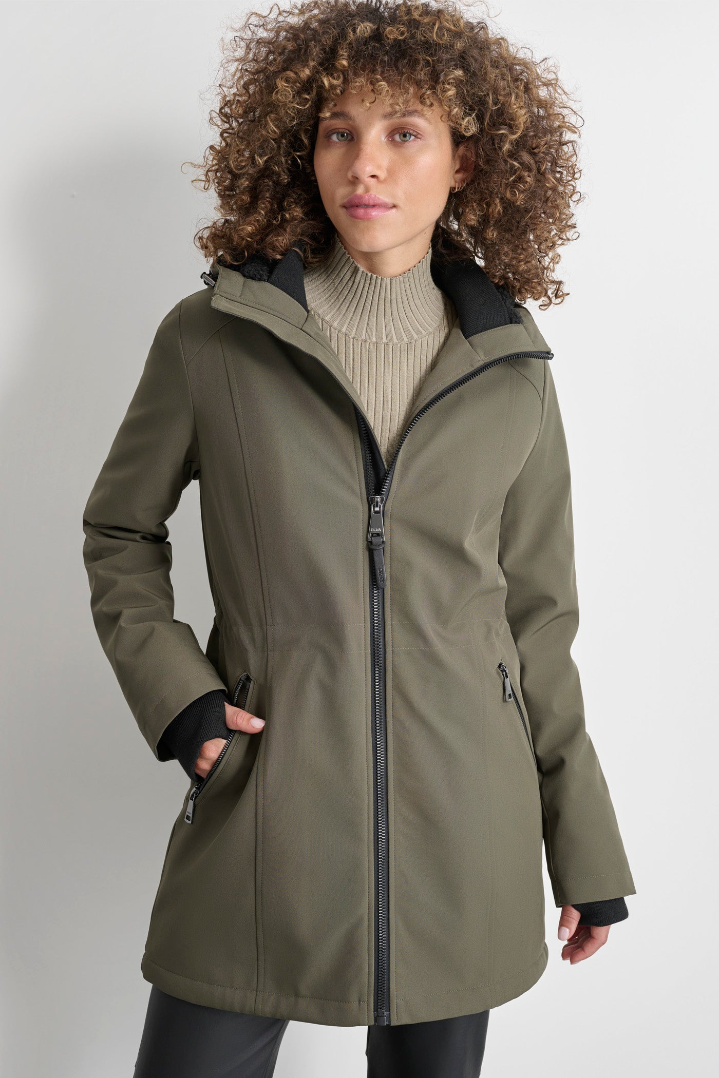 Green VALBOA LINED SOFT SHELL JACKET, VIEW 1 | Outerwear Under $100