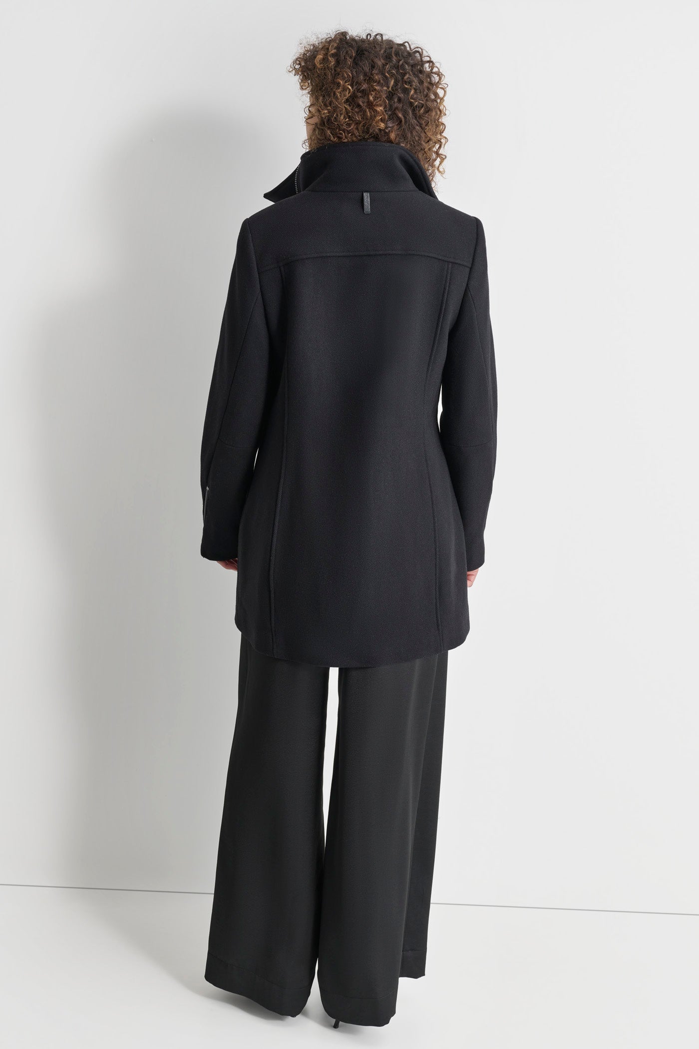 Black WOOL COAT WITH ZIPPER DETAIL, VIEW 2 | Not Clearance or Preorder