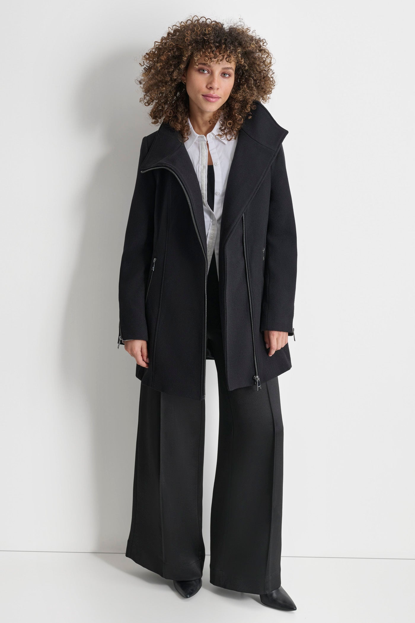 WOOL COAT WITH ZIPPER DETAIL VIEW 3 | Not Clearance or Preorder