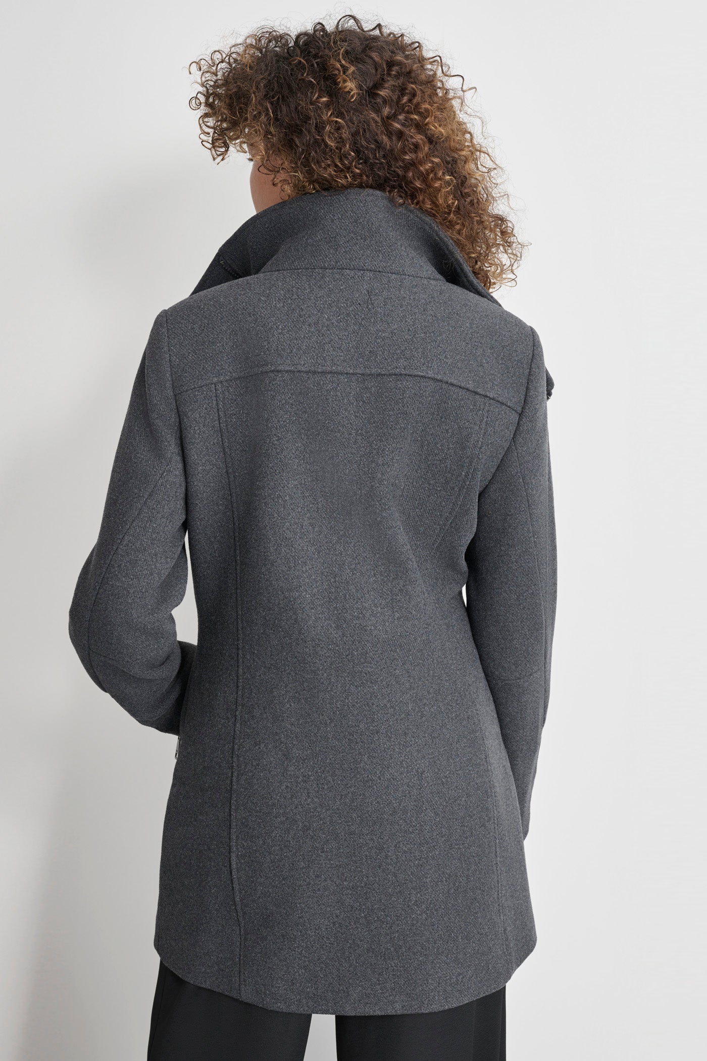 Grey WOOL COAT WITH ZIPPER DETAIL, VIEW 2 | Not Clearance or Preorder