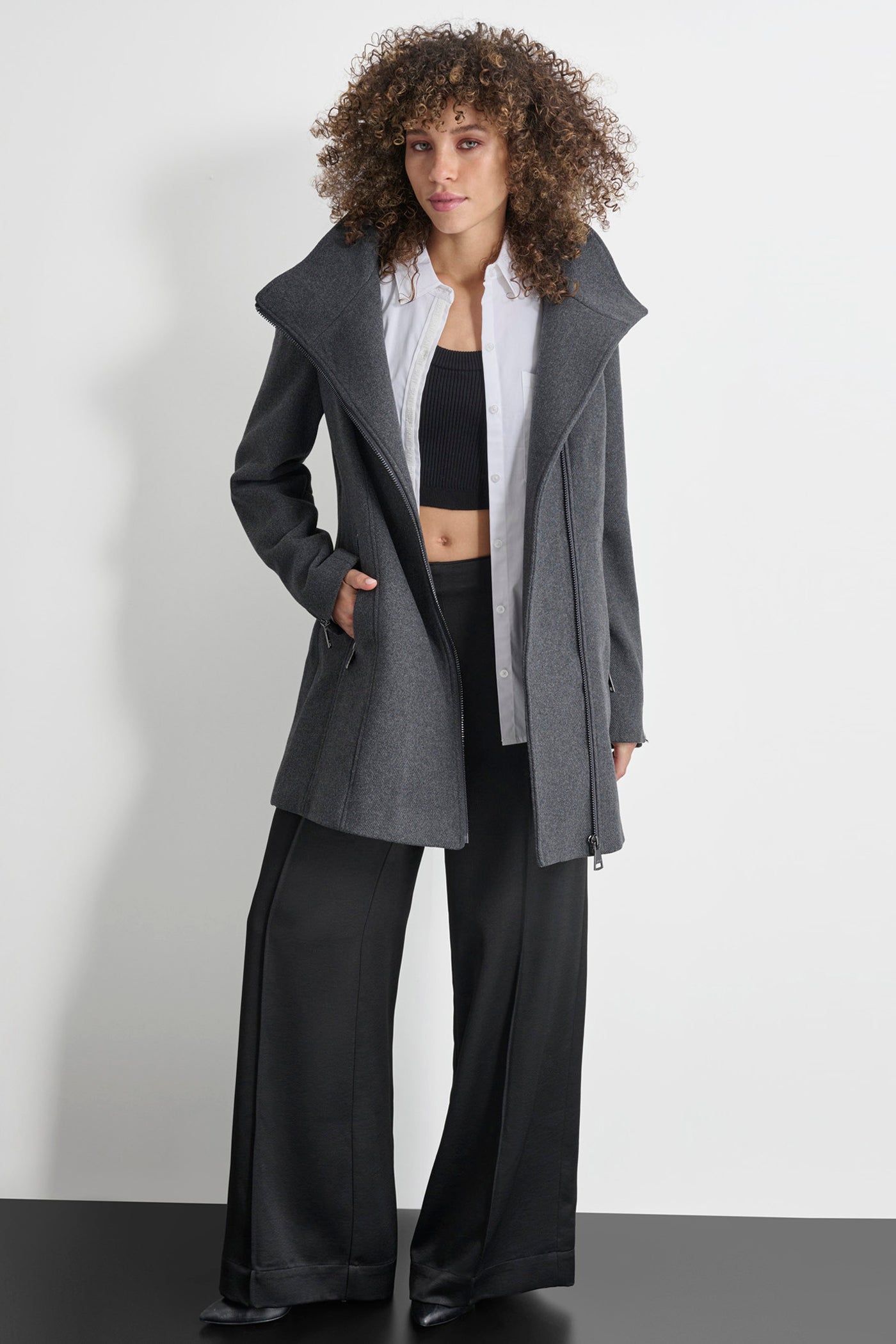 WOOL COAT WITH ZIPPER DETAIL VIEW 3 | Not Clearance or Preorder