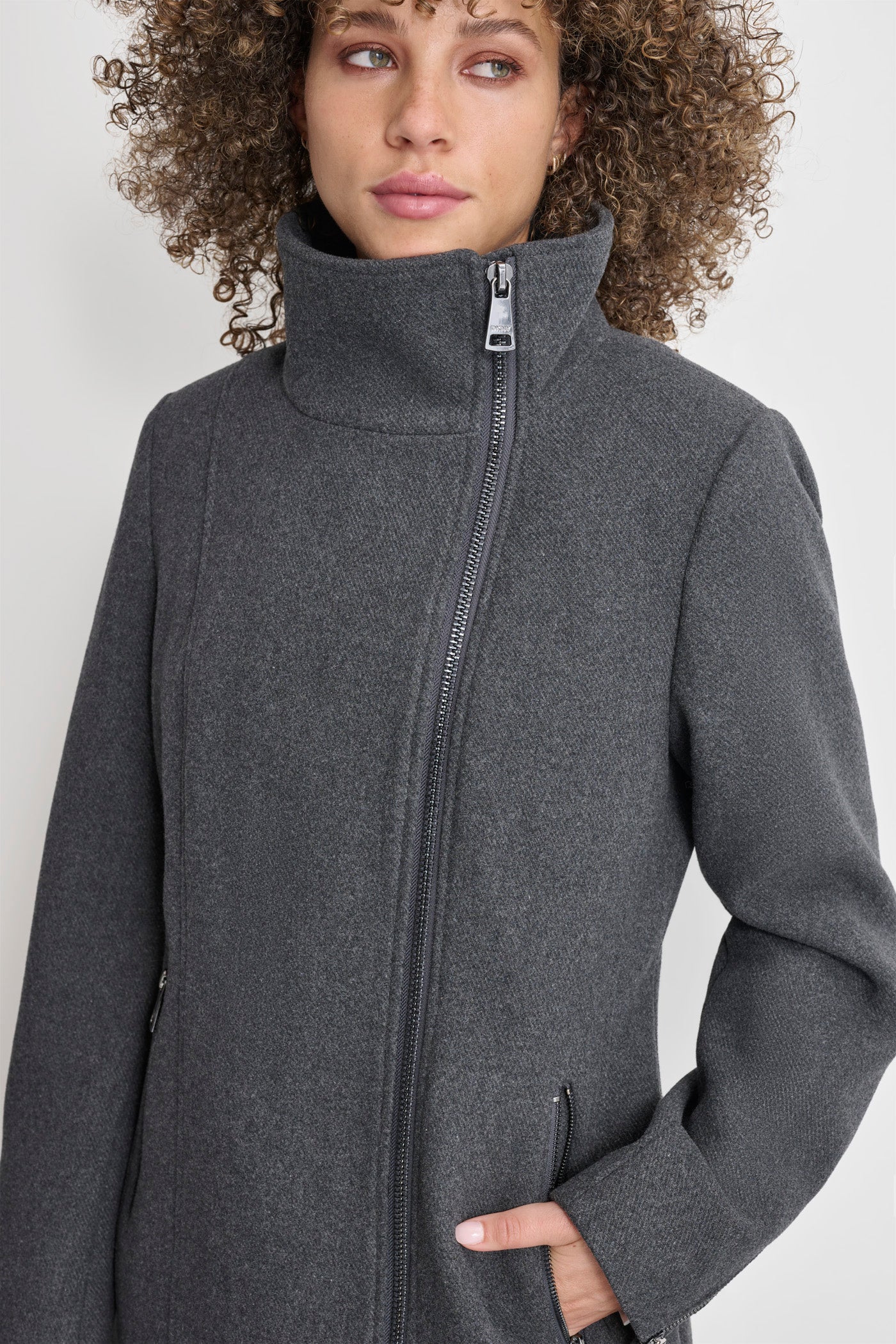 WOOL COAT WITH ZIPPER DETAIL VIEW 4 | Not Clearance or Preorder