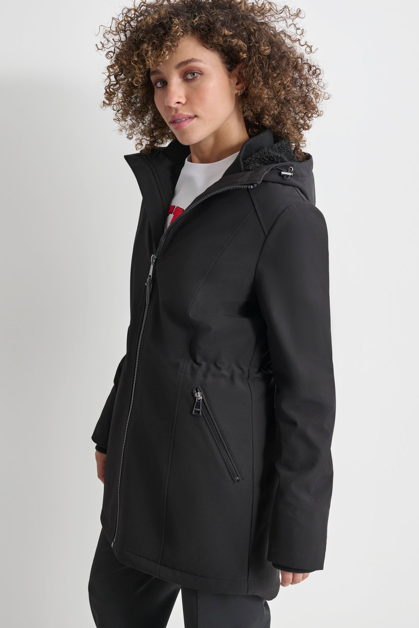 Black VALBOA LINED SOFT SHELL JACKET, BACK VIEW | Outerwear Under $100