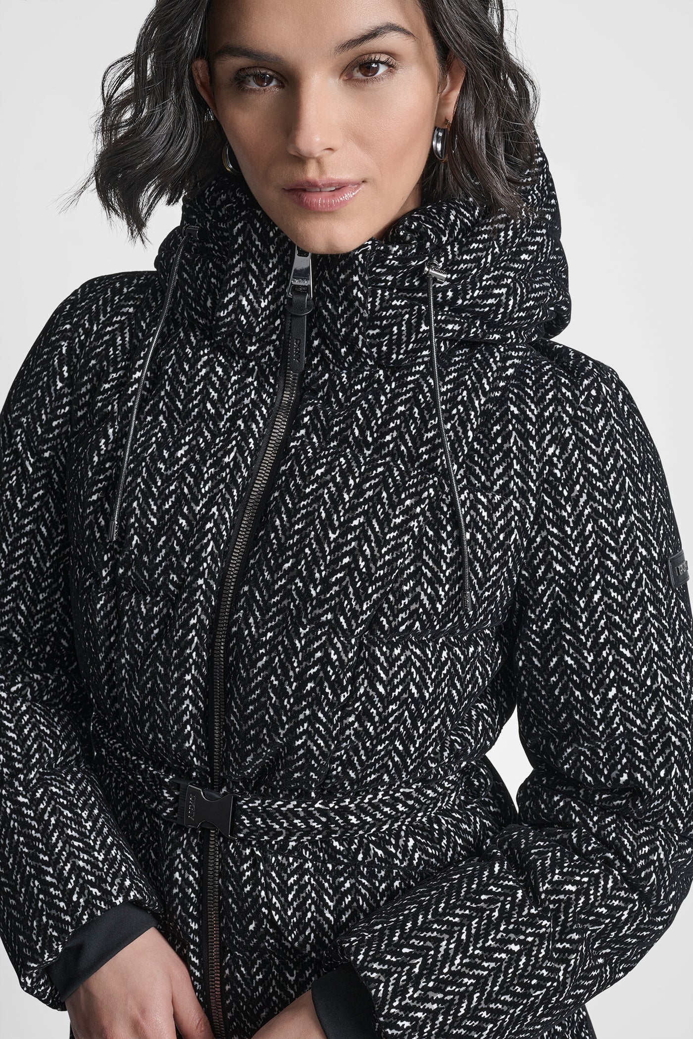 COTTON TOUCH PUFFER WITH HOOD AND BELT VIEW 4 | WOMENS COATS & JACKETS