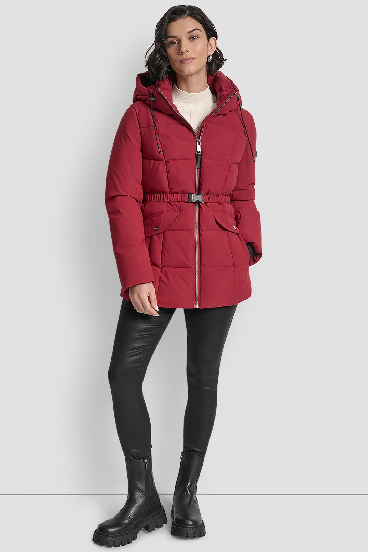 TIBETAN SHORT BELTED PUFFER JACKET, VIEW 1 | Back-To-School Shop
