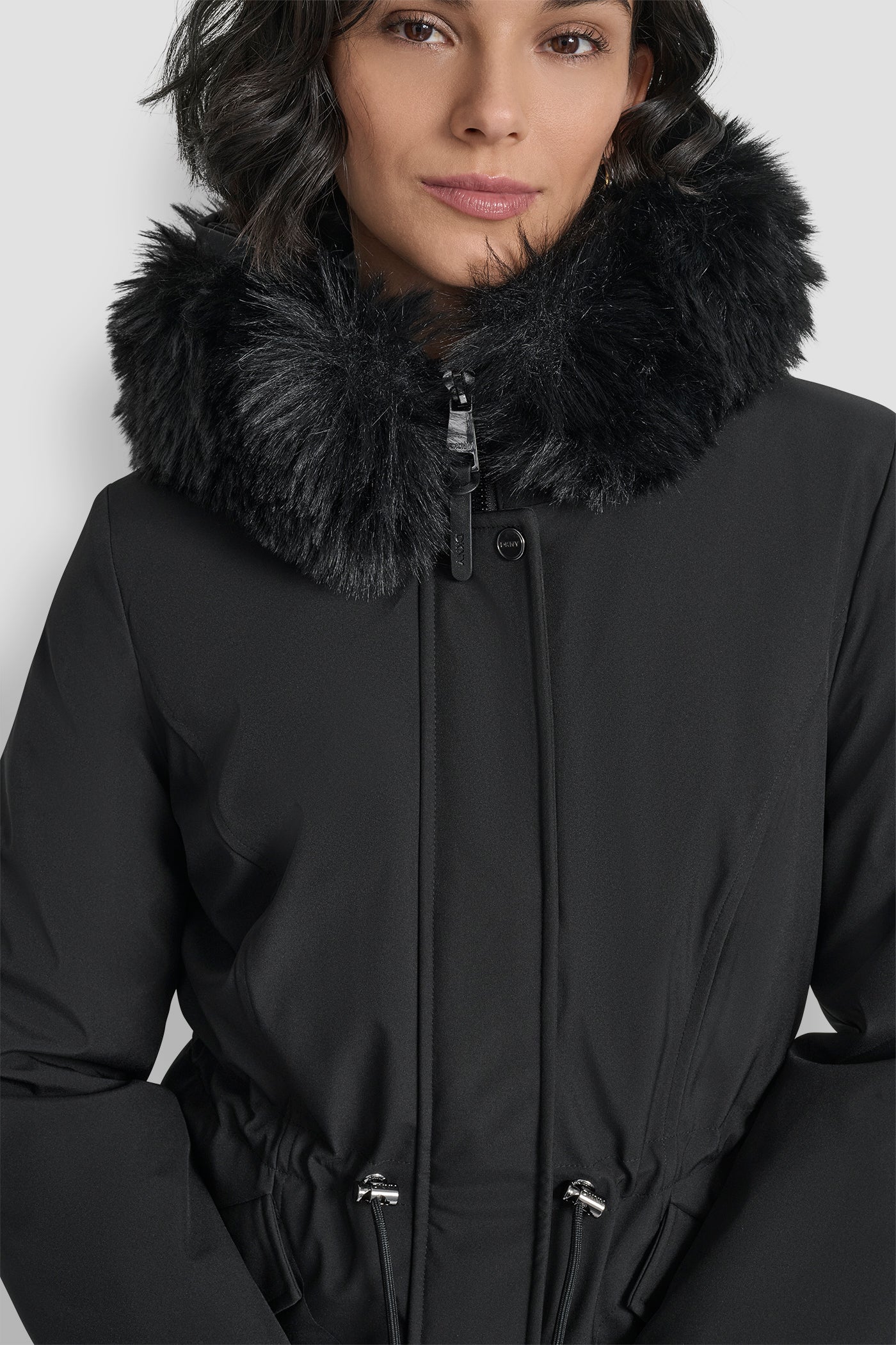 FAUX FUR TRIM HOODED ANONRAK WAIST COAT VIEW 5 | Back-To-School Shop