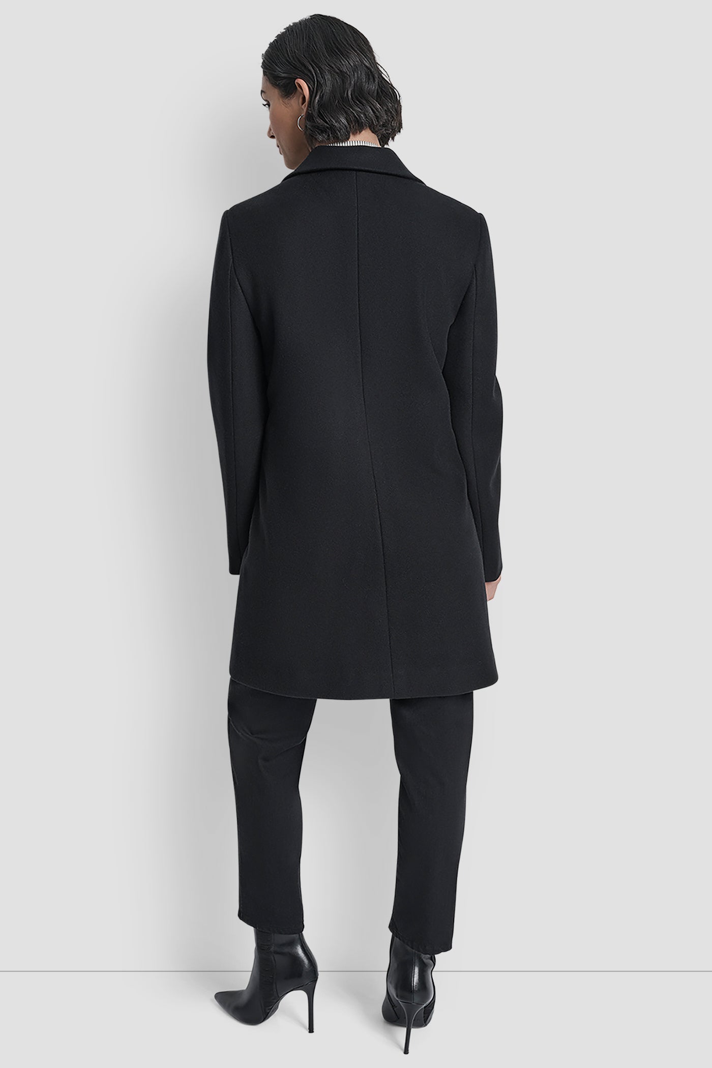 Black LONG SLEEVE BLAZER COAT, BACK VIEW | 9-5 Edit