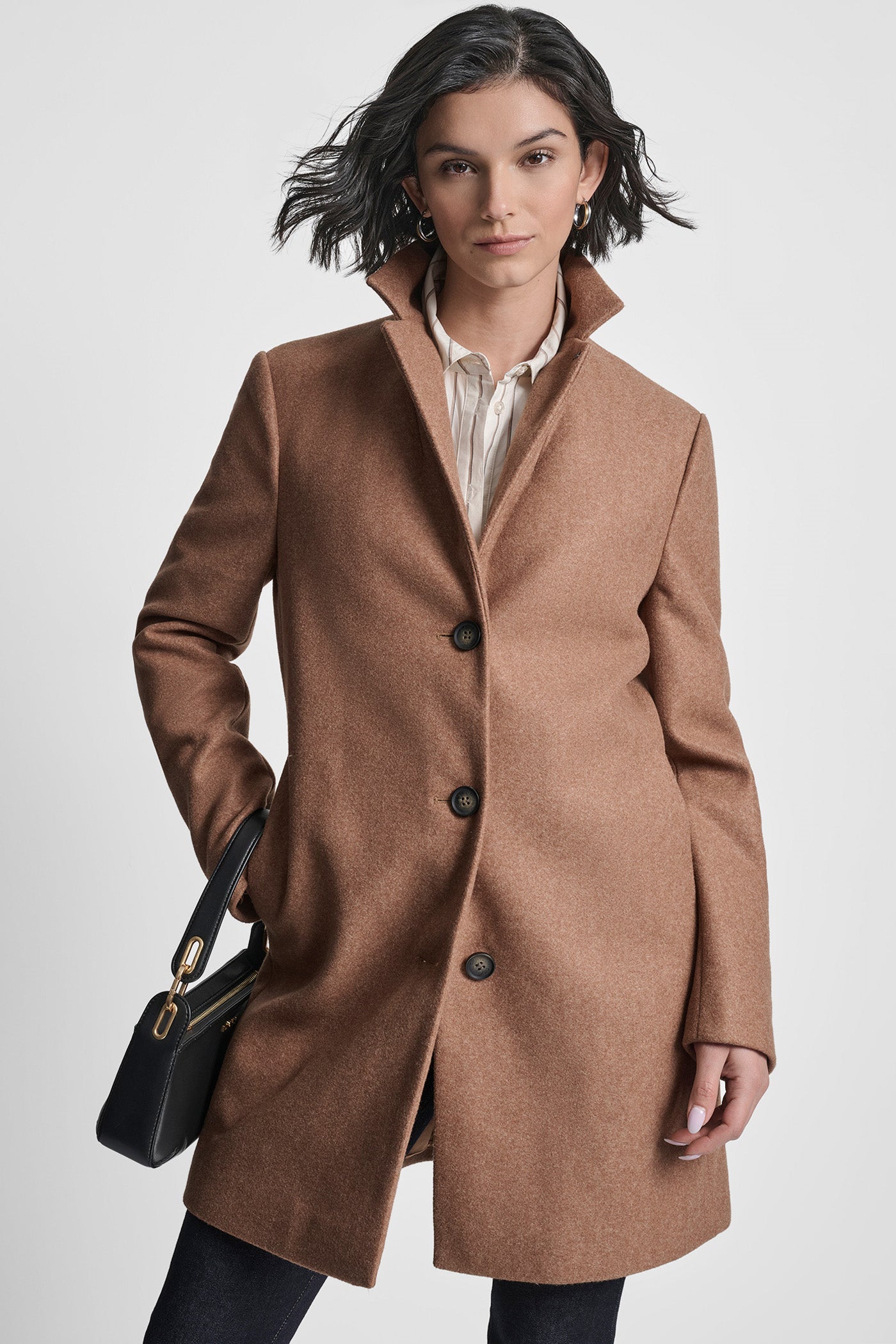 DARK CAMEL LONG SLEEVE BLAZER COAT, VIEW 1 | 9-5 Edit