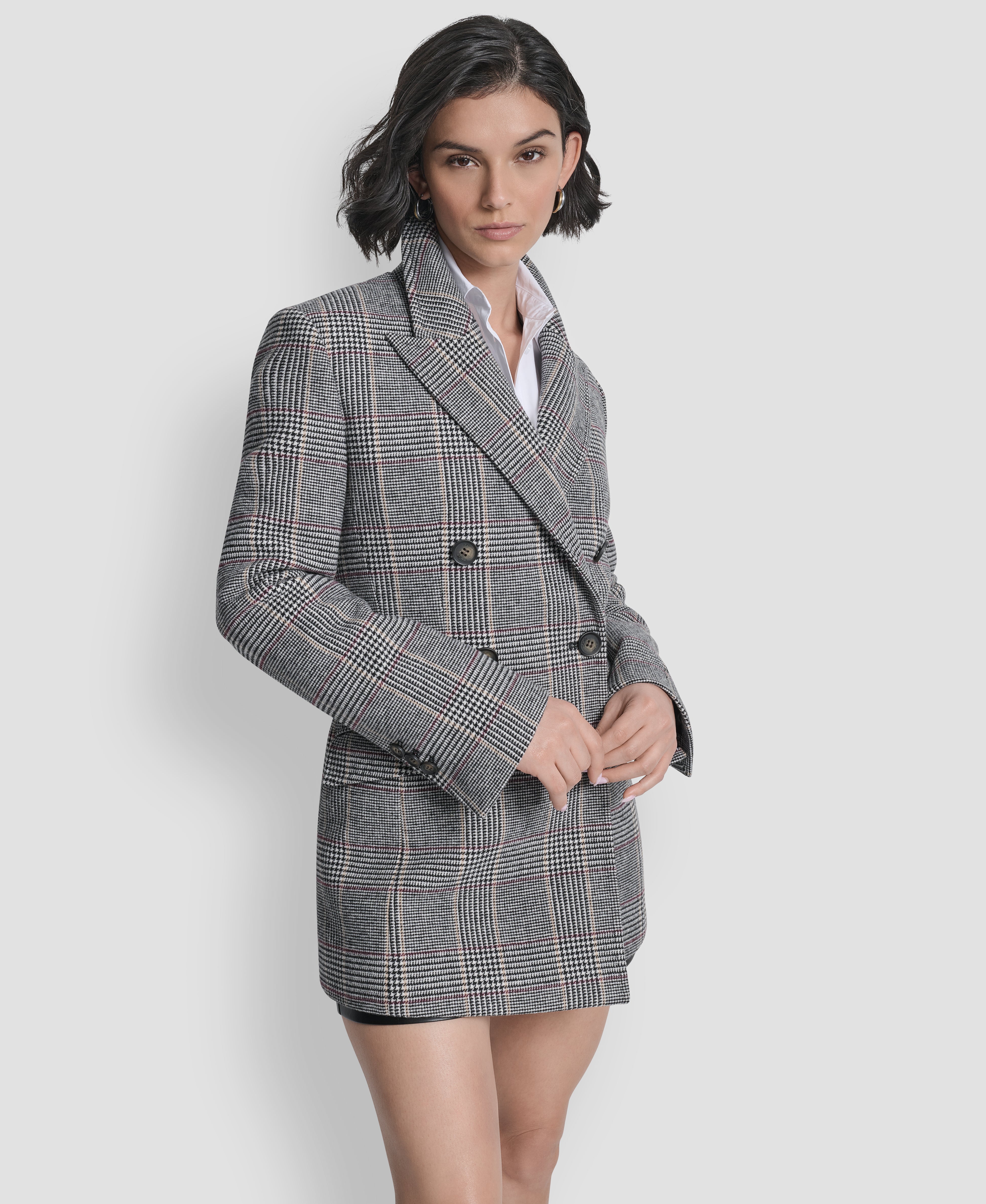 PLAID JACKET WITH BELT VIEW 3 | WOMENS COATS & JACKETS