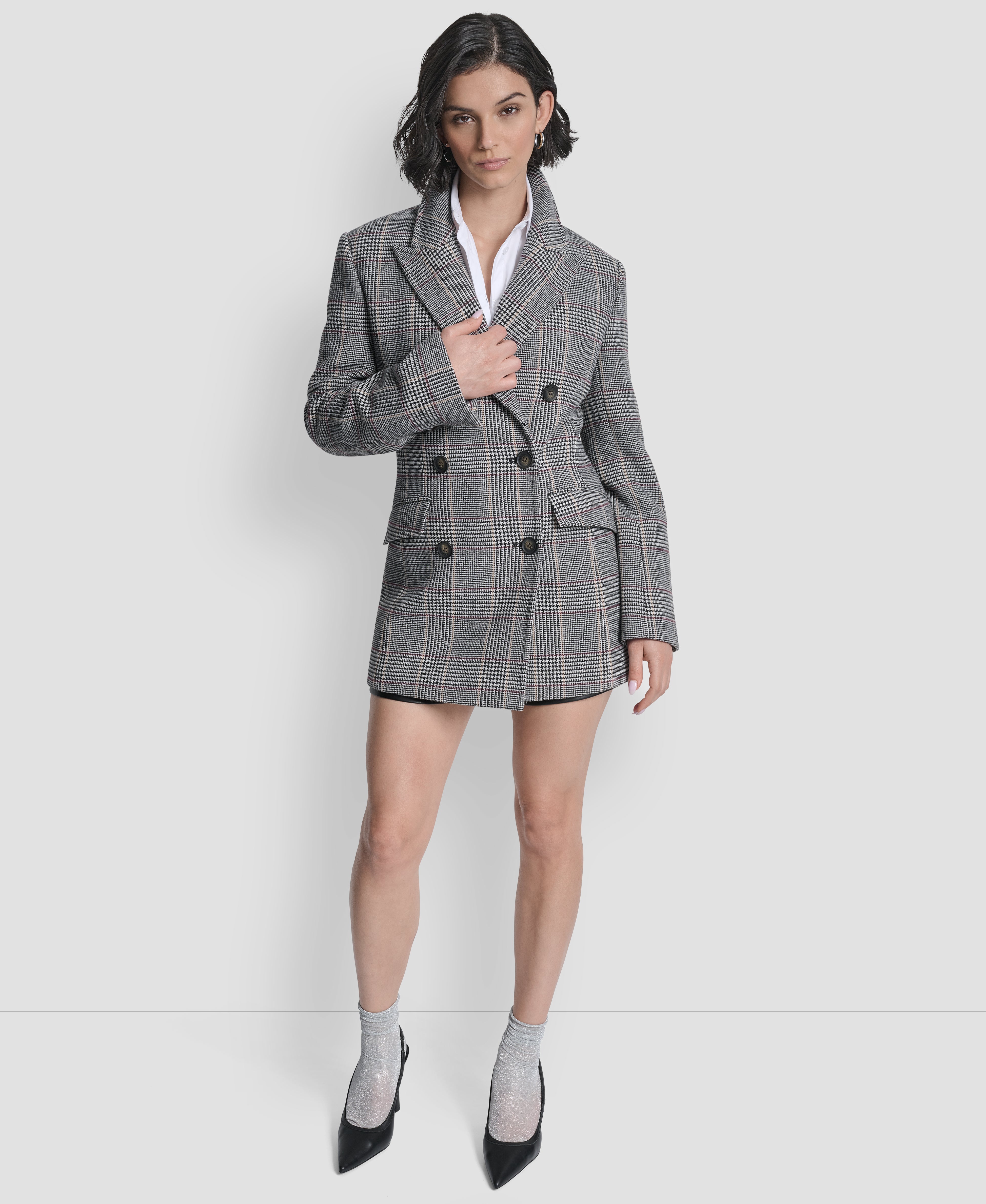 PLAID JACKET WITH BELT VIEW 4 | WOMENS COATS & JACKETS