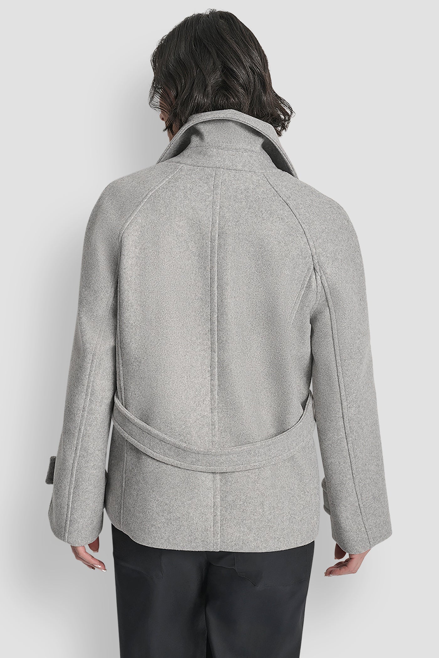 LIGHT GREY SHORT FAUX WOOL JACKET, VIEW 2 | WOMENS COATS & JACKETS