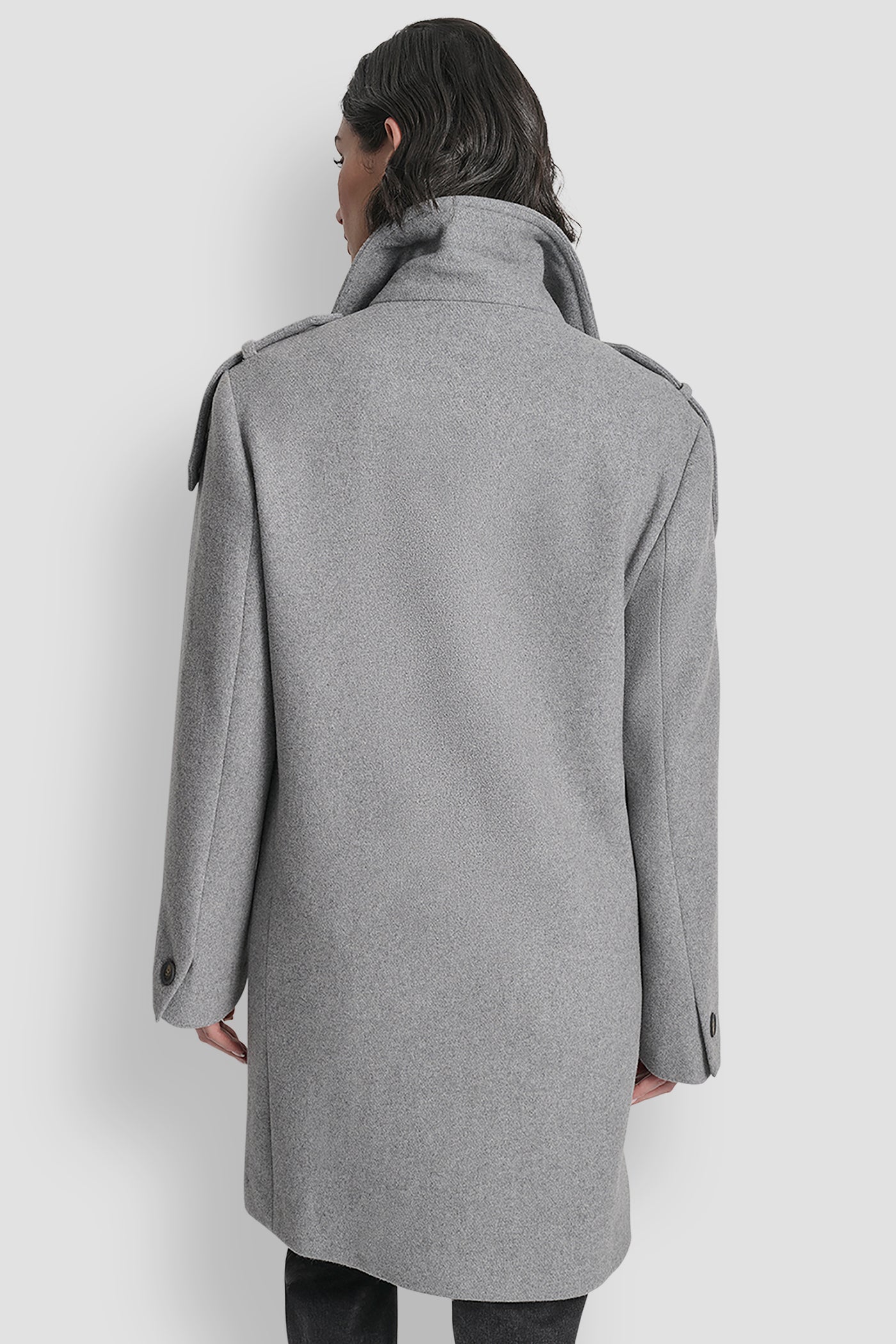 LIGHT GREY TAILORED WOOL JACKET, BACK VIEW | Cold Weather Coats