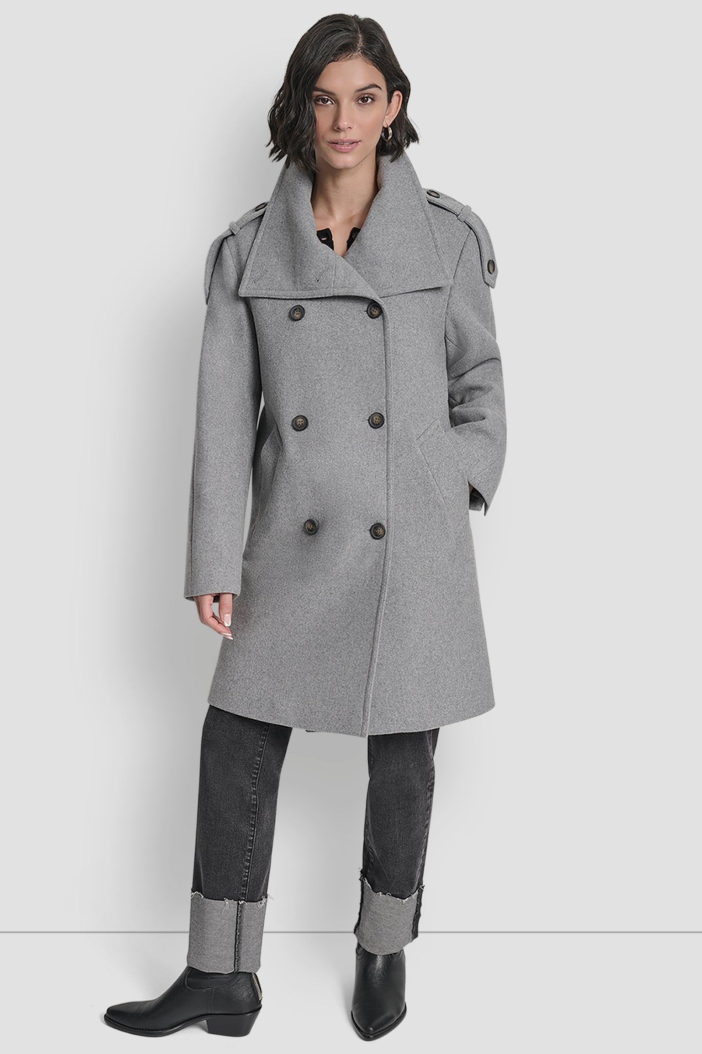 LIGHT GREY TAILORED WOOL JACKET, FRONT VIEW | Cold Weather Coats