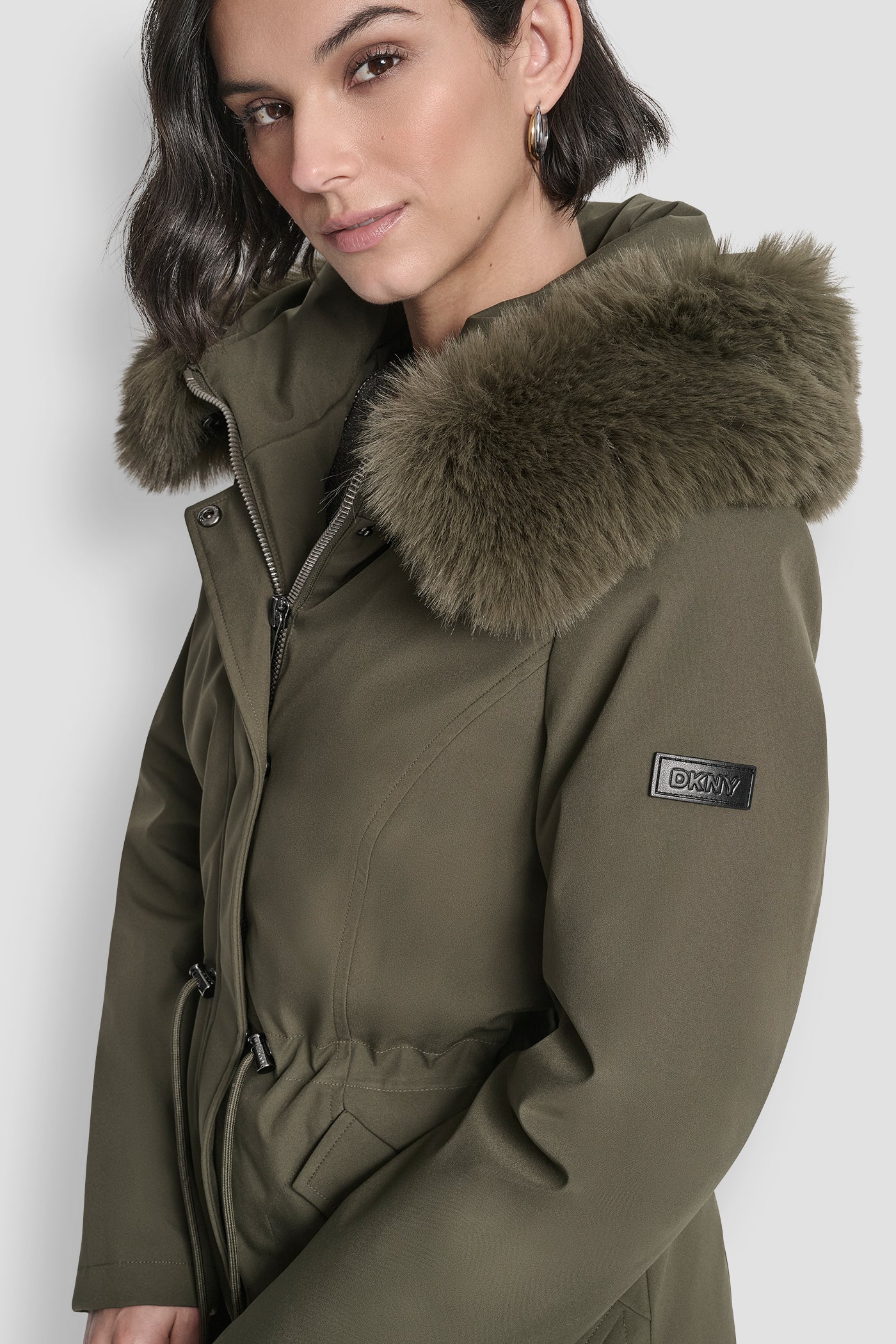 FAUX FUR TRIM HOODED ANONRAK WAIST COAT VIEW 7 | Back-To-School Shop