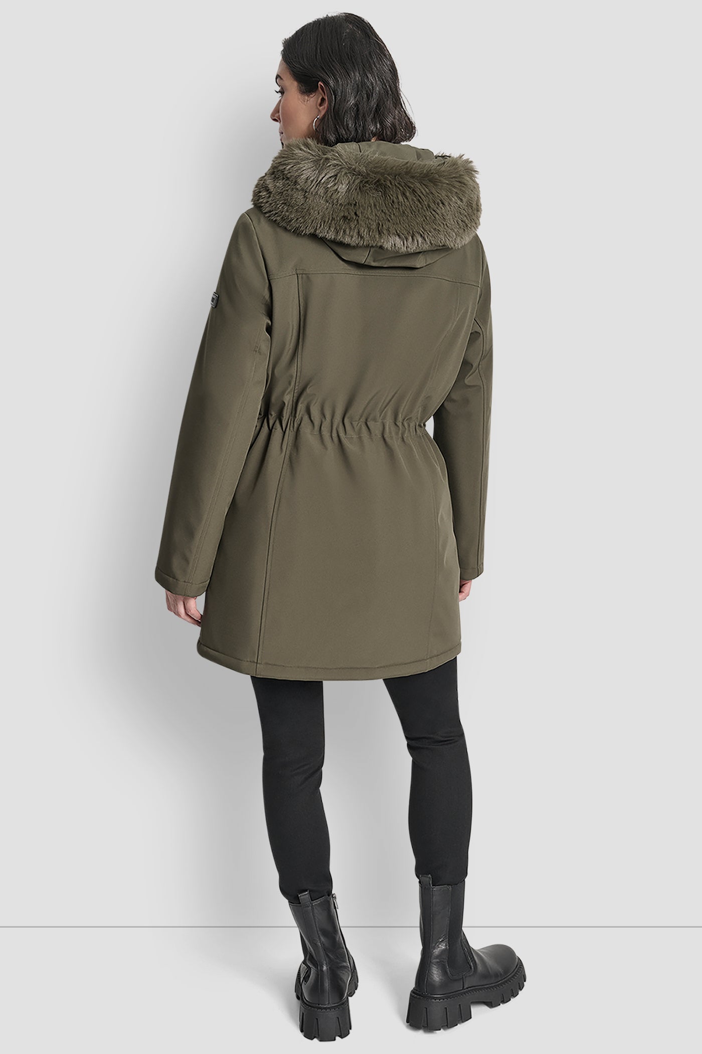 LODEN FAUX FUR TRIM HOODED ANONRAK WAIST COAT, VIEW 2 | Back-To-School Shop