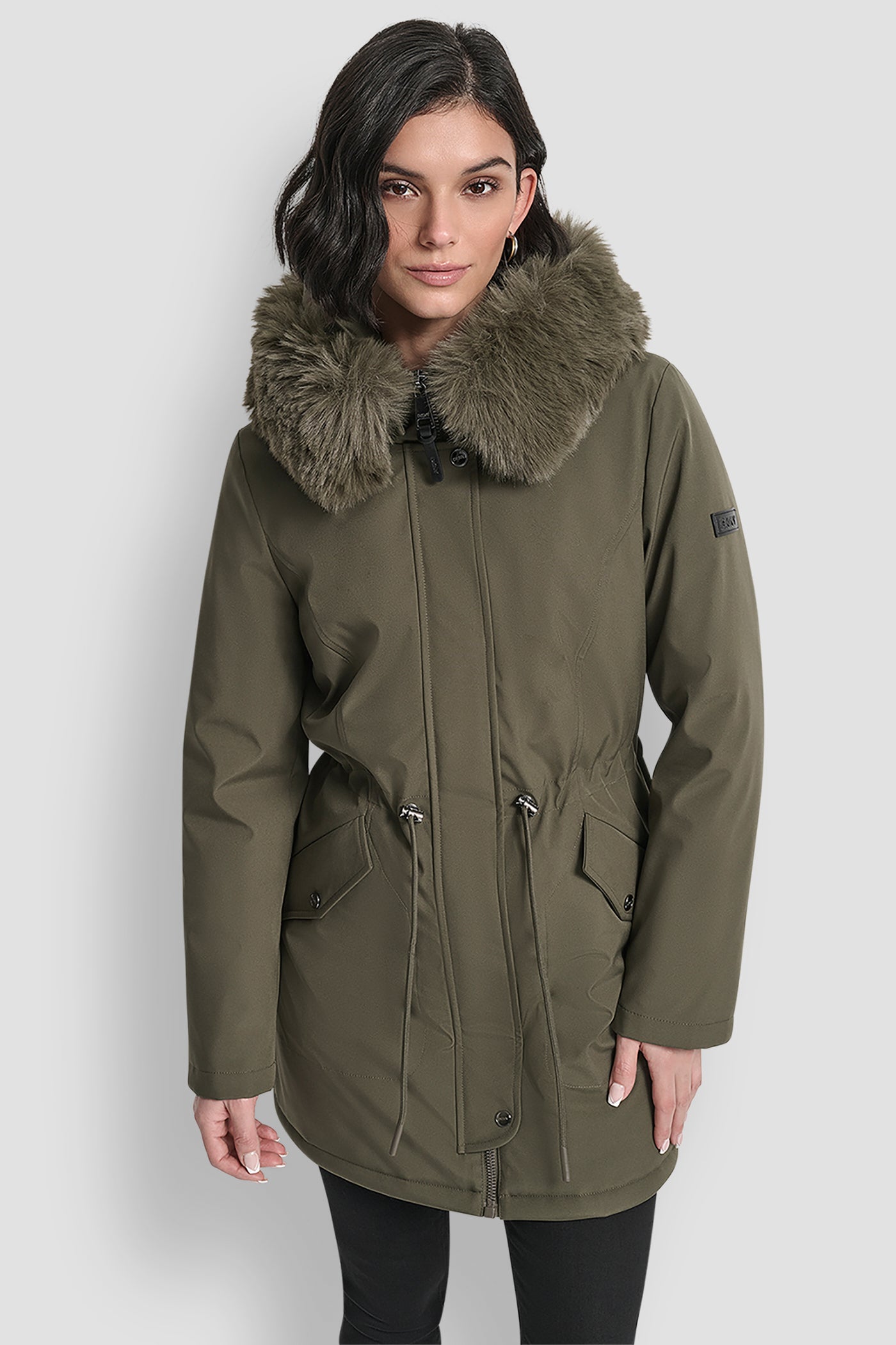FAUX FUR TRIM HOODED ANONRAK WAIST COAT VIEW 4 | Back-To-School Shop