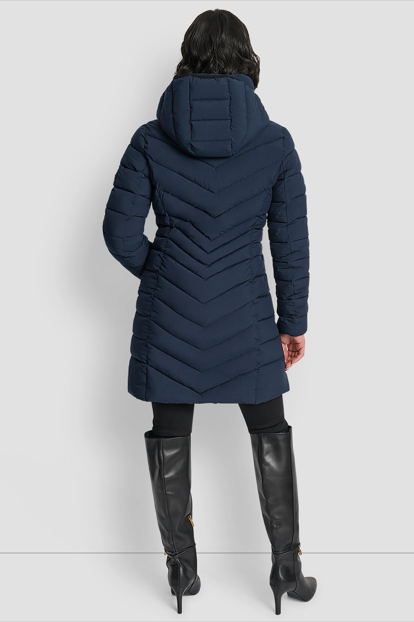 DARK NAVY MID LENGTH FULL ZIP JACKET, VIEW 2 | WOMENS COATS & JACKETS