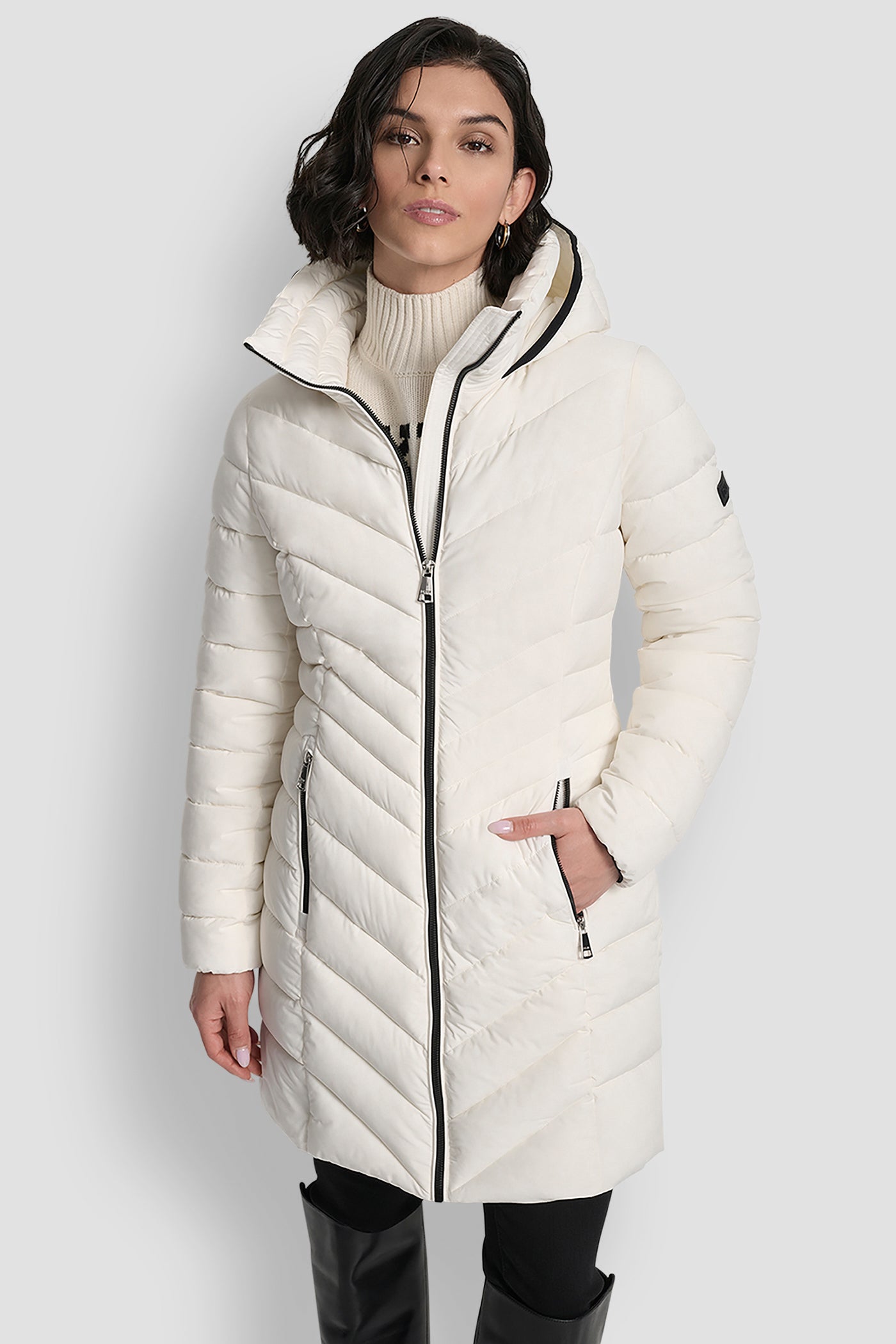 PEARL MID LENGTH FULL ZIP JACKET, FRONT VIEW | WOMENS COATS & JACKETS