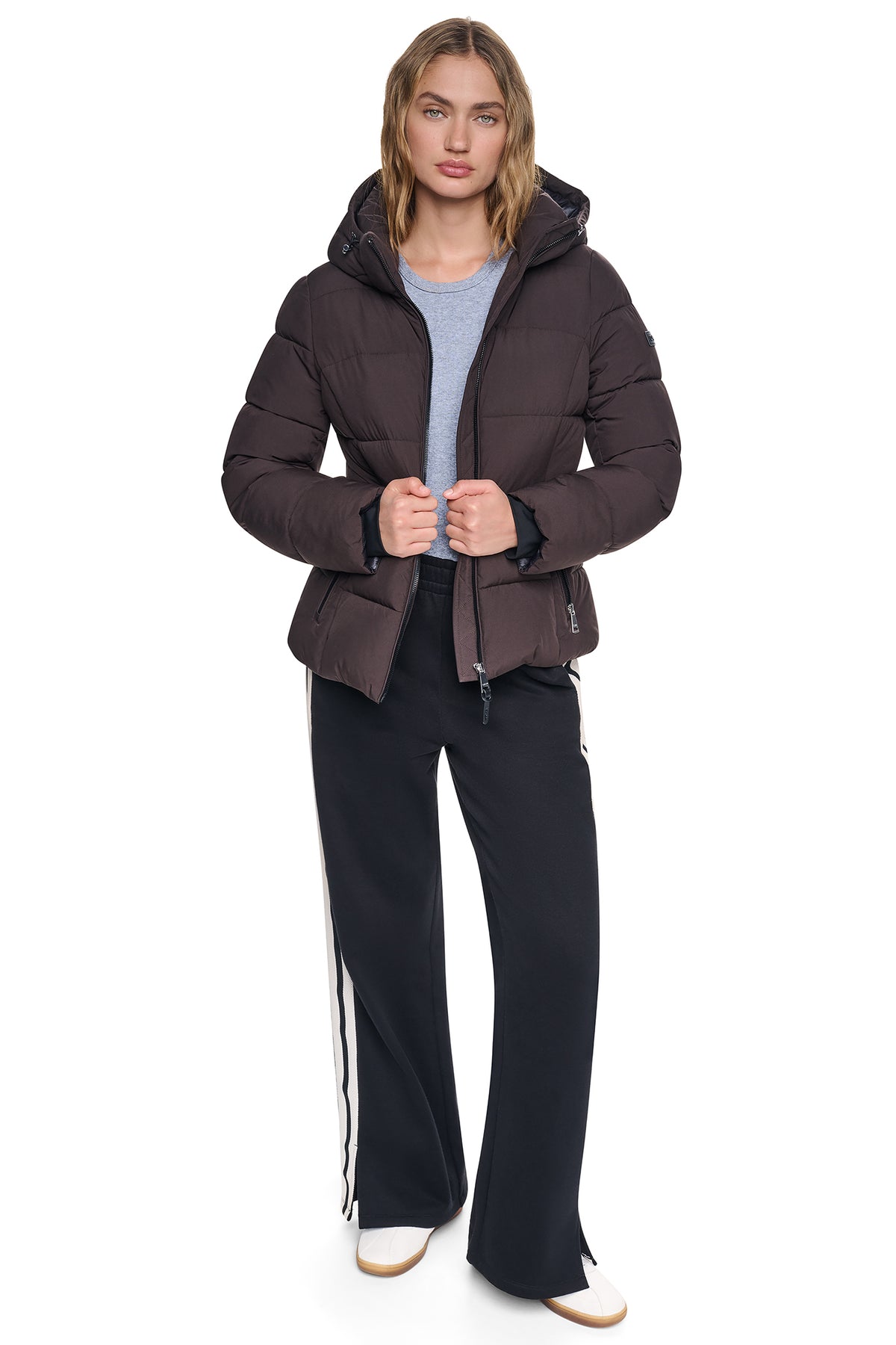 STRETCH HOODED PUFFER JACKET VIEW 2