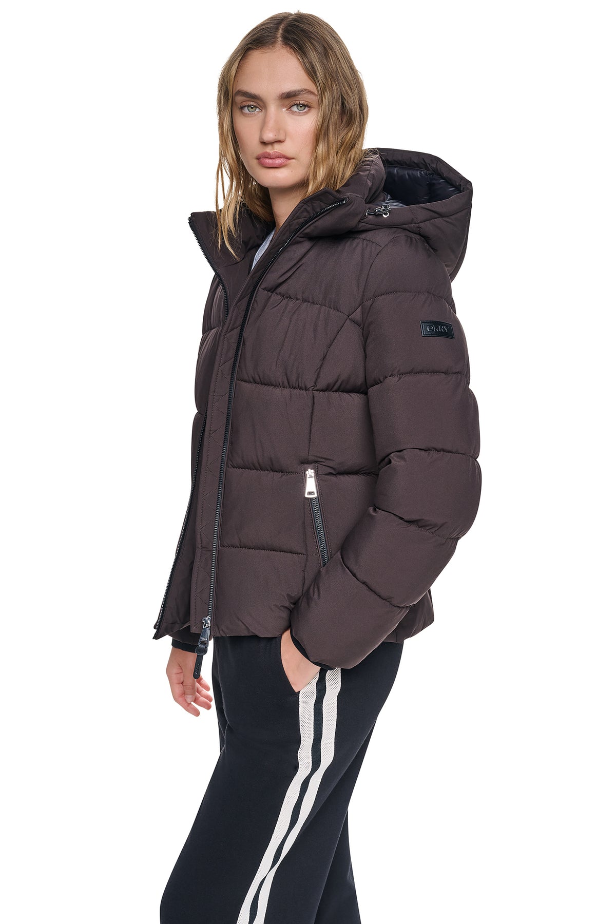 STRETCH HOODED PUFFER JACKET VIEW 2