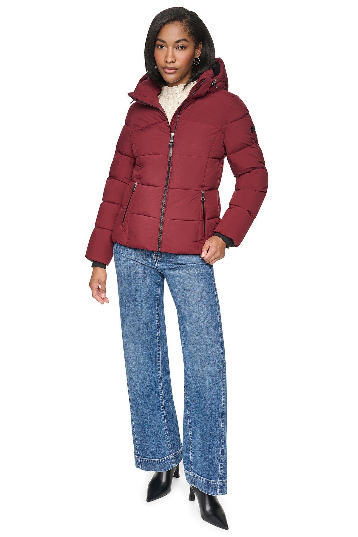 STRETCH HOODED PUFFER JACKET VIEW 2