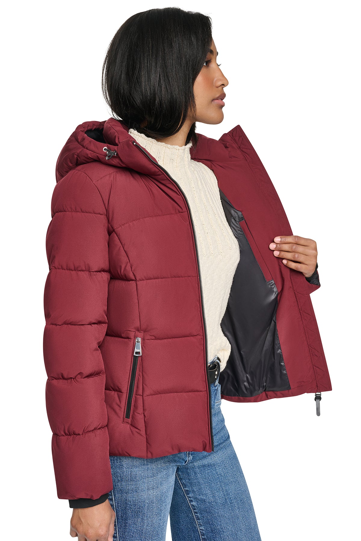 STRETCH HOODED PUFFER JACKET VIEW 2