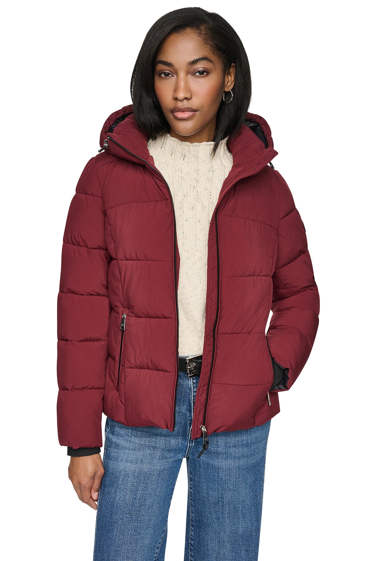 STRETCH HOODED PUFFER JACKET VIEW 2