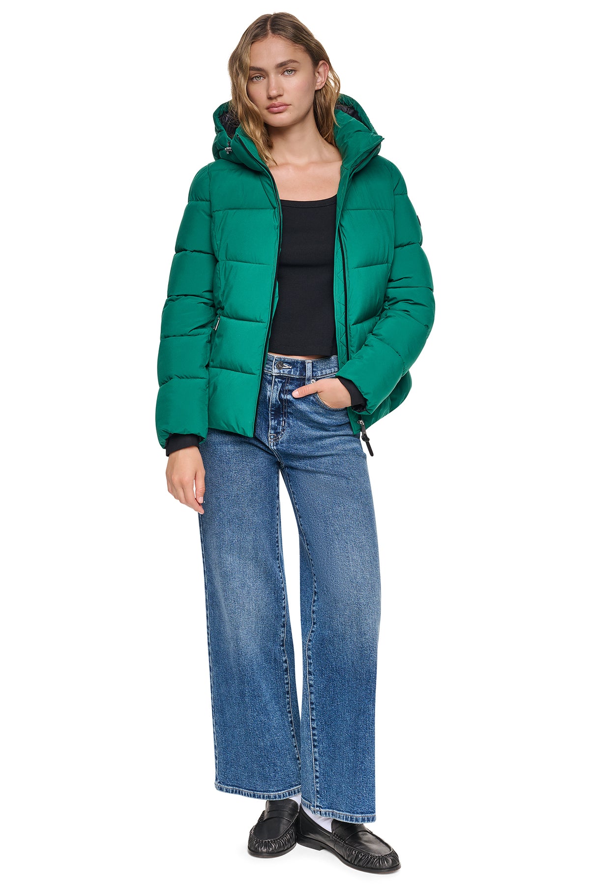 STRETCH HOODED PUFFER JACKET VIEW 2