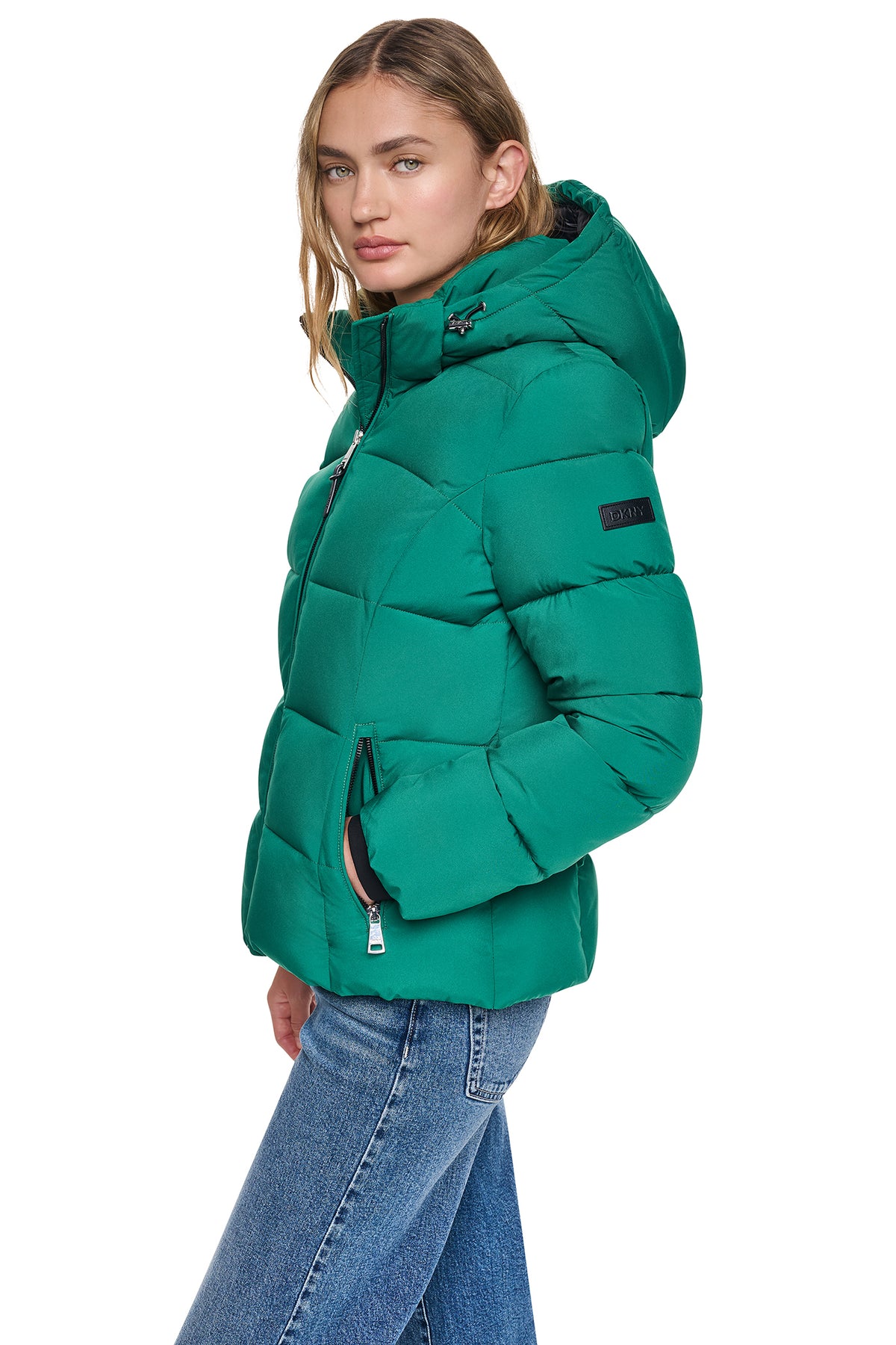 STRETCH HOODED PUFFER JACKET VIEW 2
