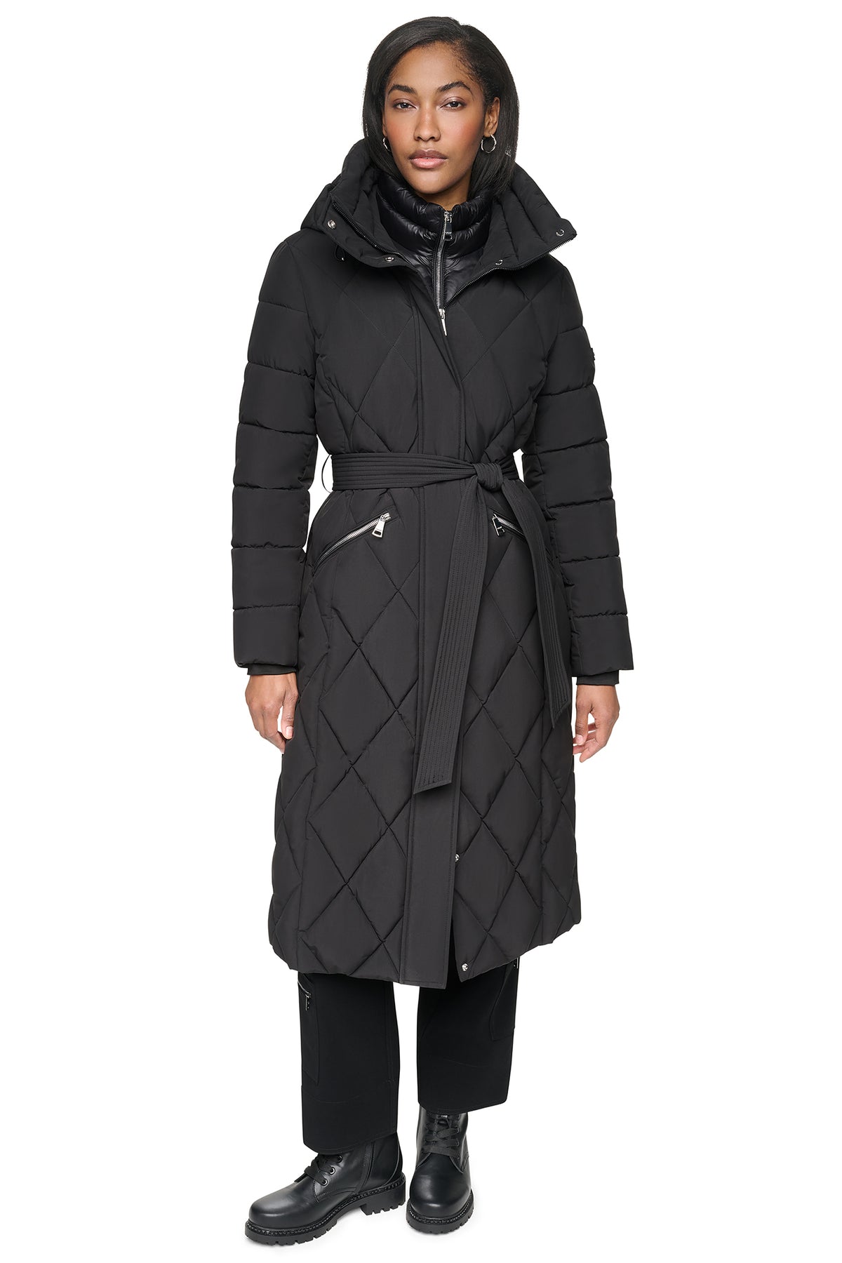 QUILTED MAXI PUFFER WITH BIB VIEW 2
