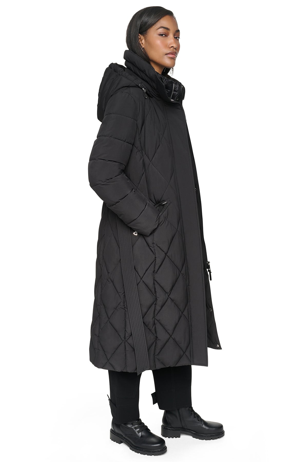 QUILTED MAXI PUFFER WITH BIB VIEW 2