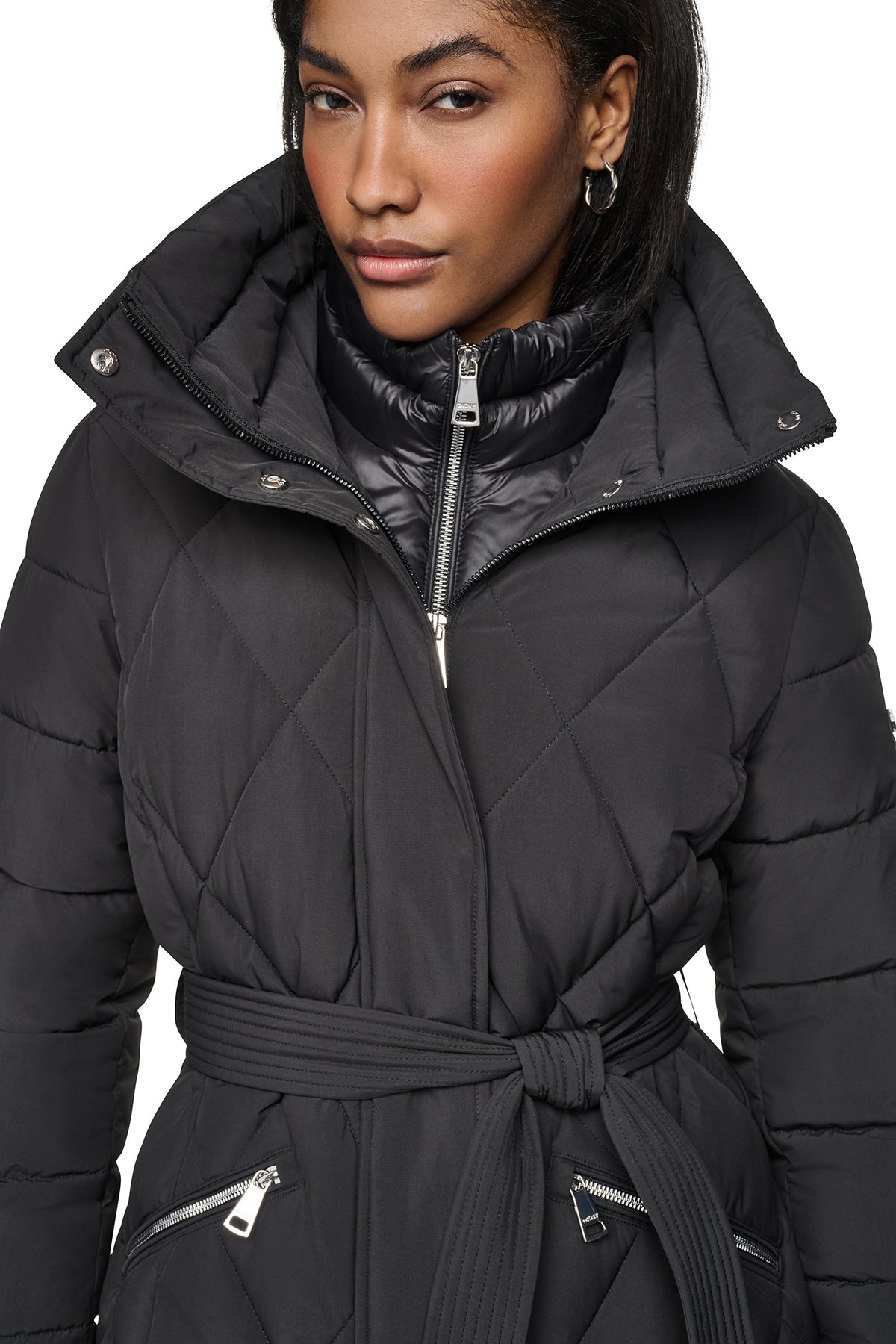 QUILTED MAXI PUFFER WITH BIB VIEW 2