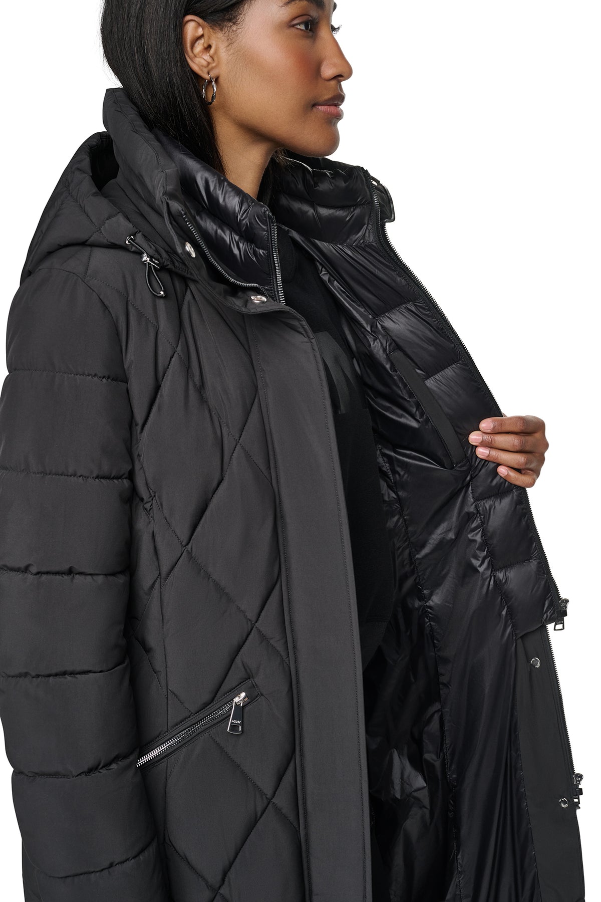 QUILTED MAXI PUFFER WITH BIB VIEW 2