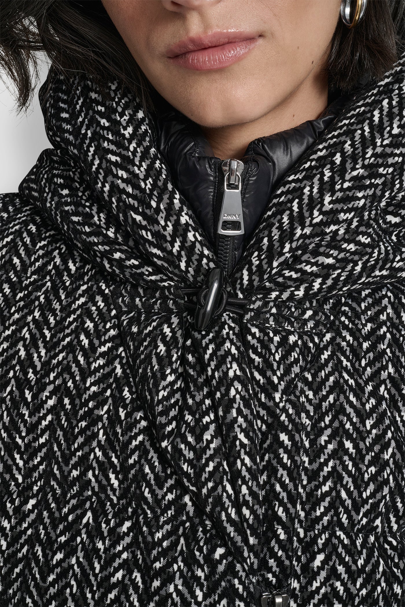 BIBBED SHAWL COLLAR HOODED PUFFER VIEW 6 | WOMENS COATS & JACKETS