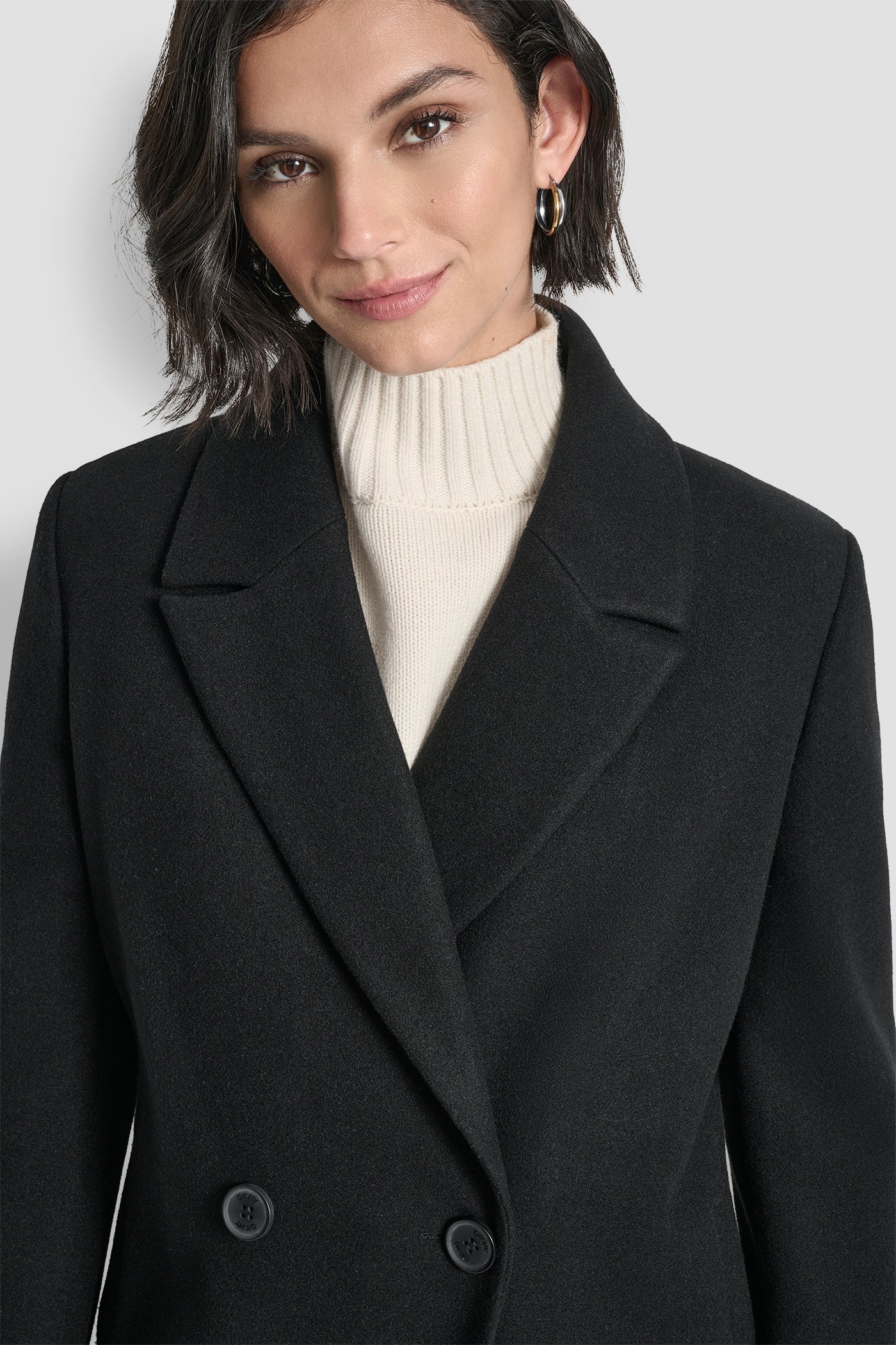 DOUBLE BREASTED FAUX WOOL COAT VIEW 6 | DKNY Promo