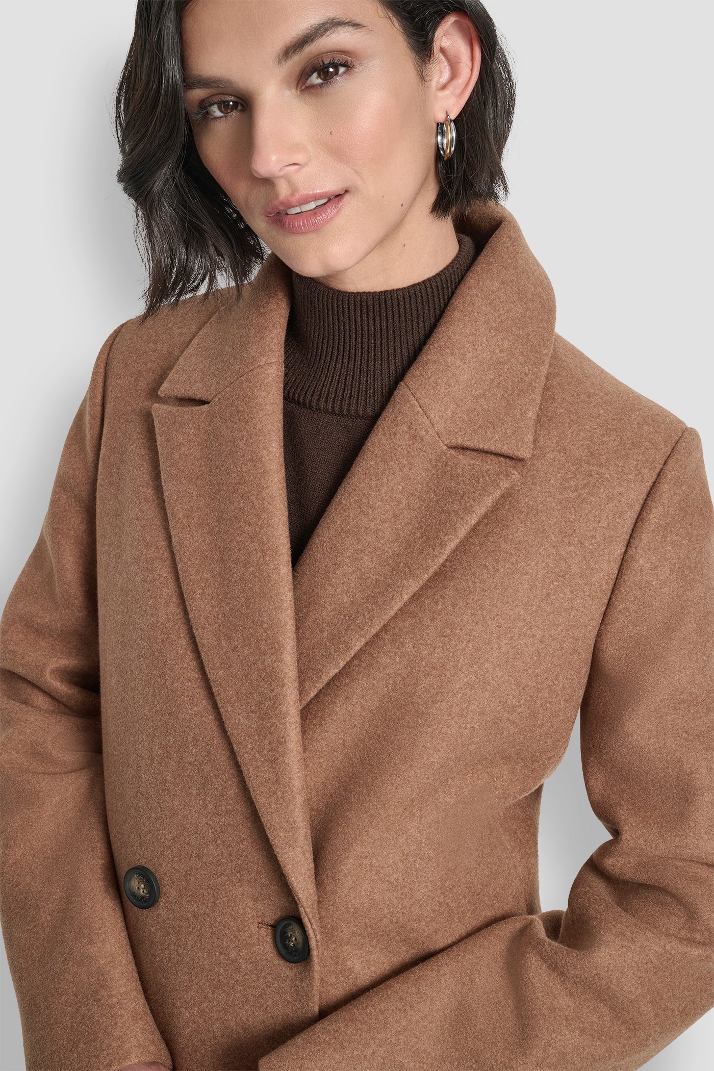 DOUBLE BREASTED FAUX WOOL COAT VIEW 5 | DKNY Promo