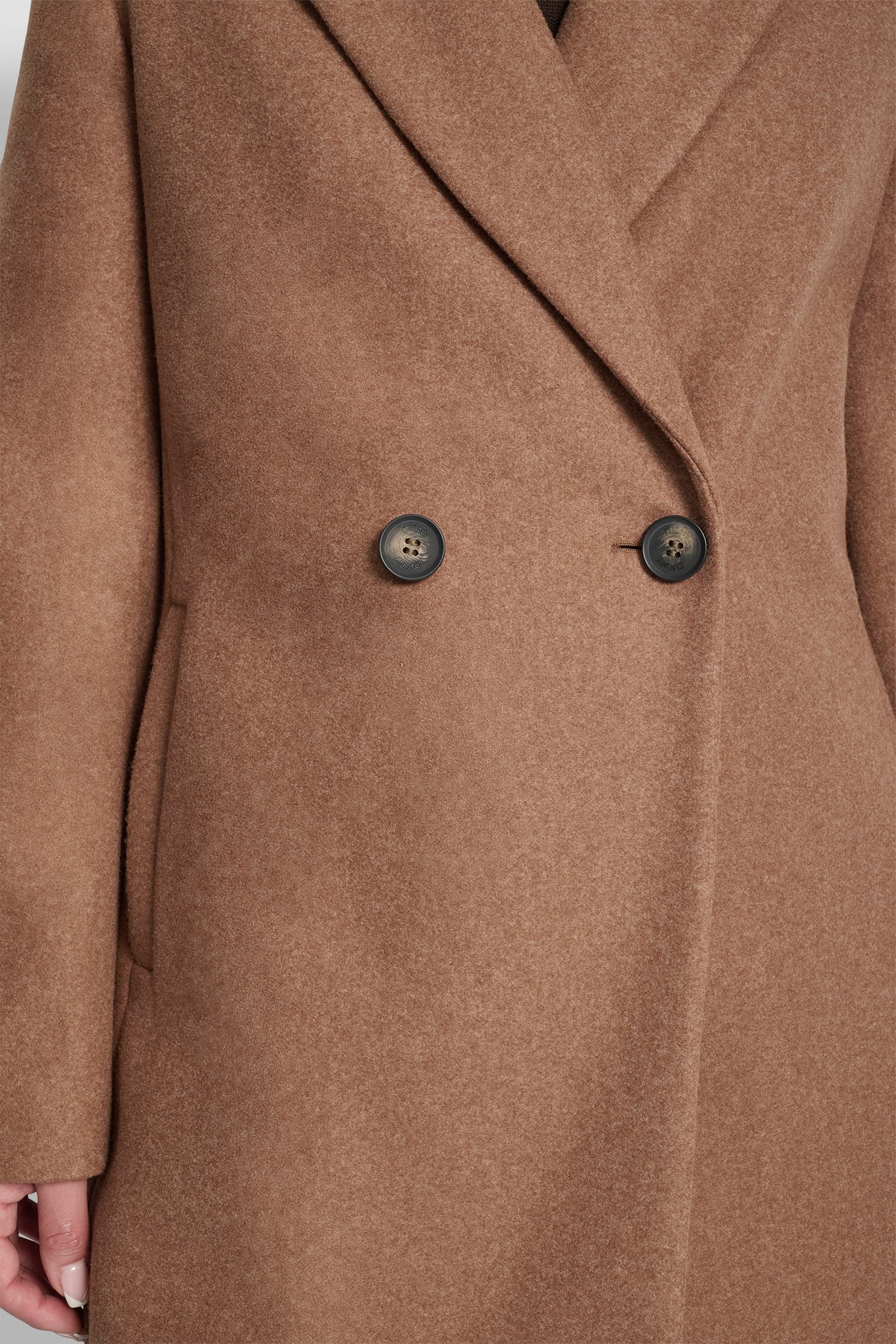DOUBLE BREASTED FAUX WOOL COAT VIEW 4 | DKNY Promo