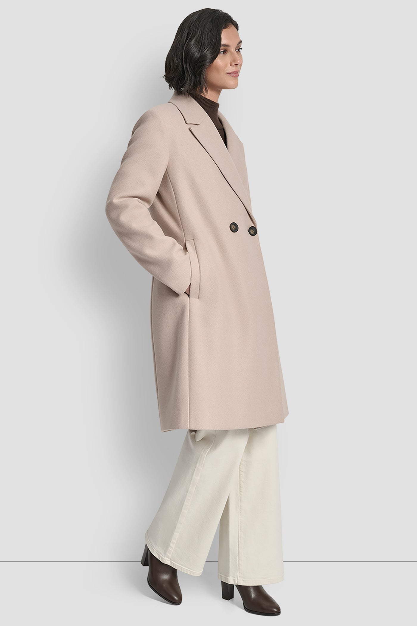 DOUBLE BREASTED FAUX WOOL COAT VIEW 5 | Lightweight Jackets