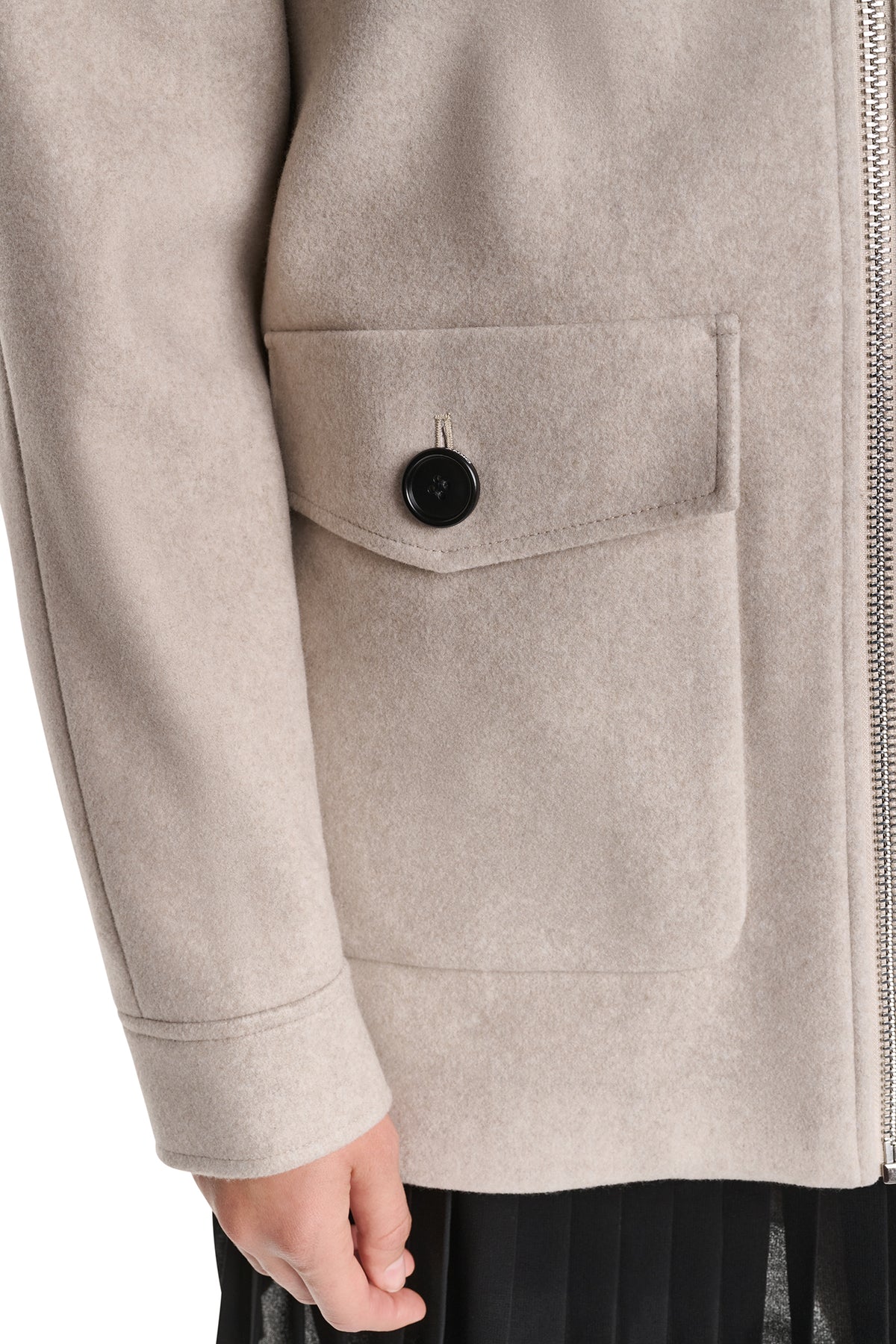FRONT-ZIP FAUX FUR COLLAR COAT VIEW 2