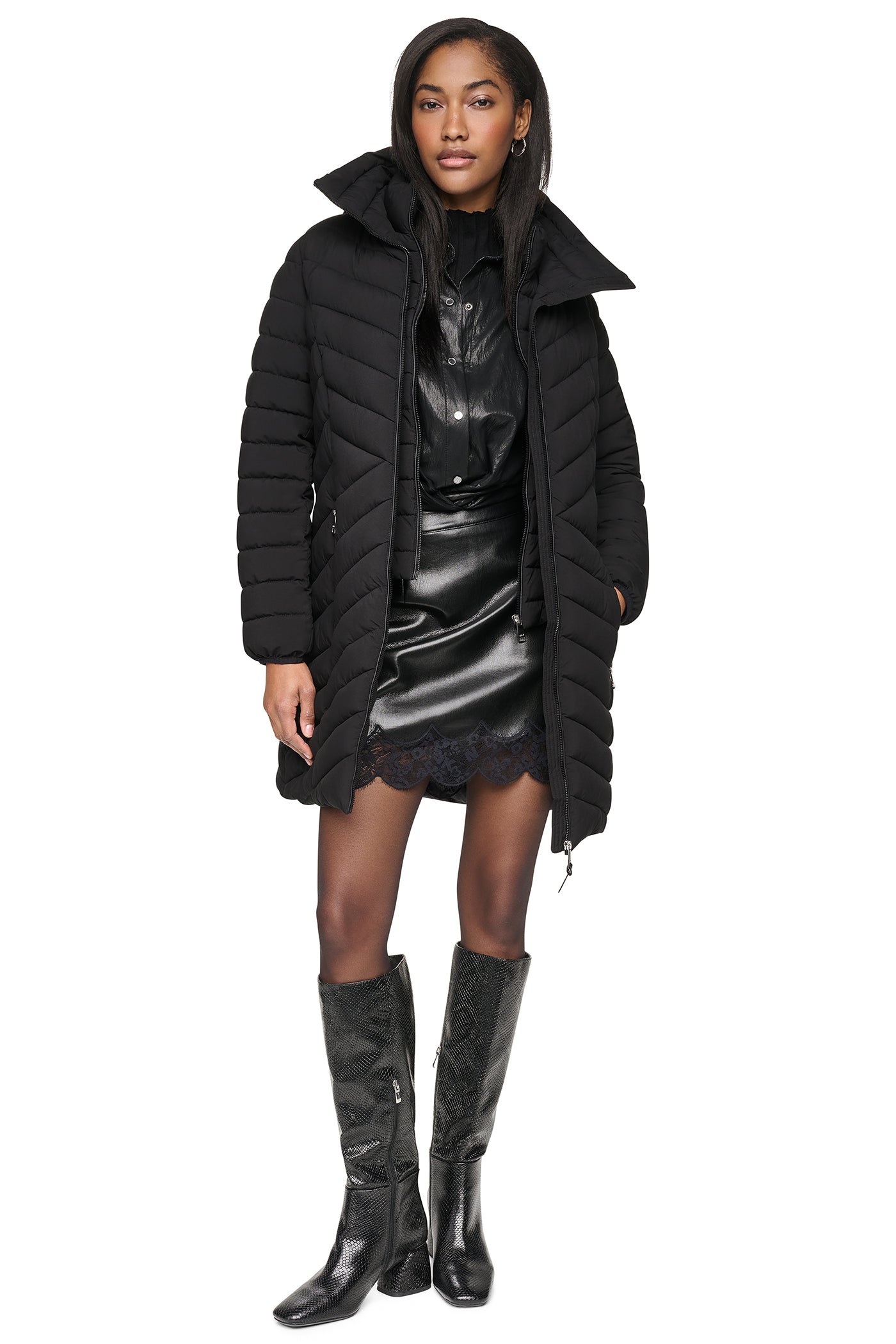 HOODED STAND COLLAR PUFFER VIEW 7 | DKNY Promo