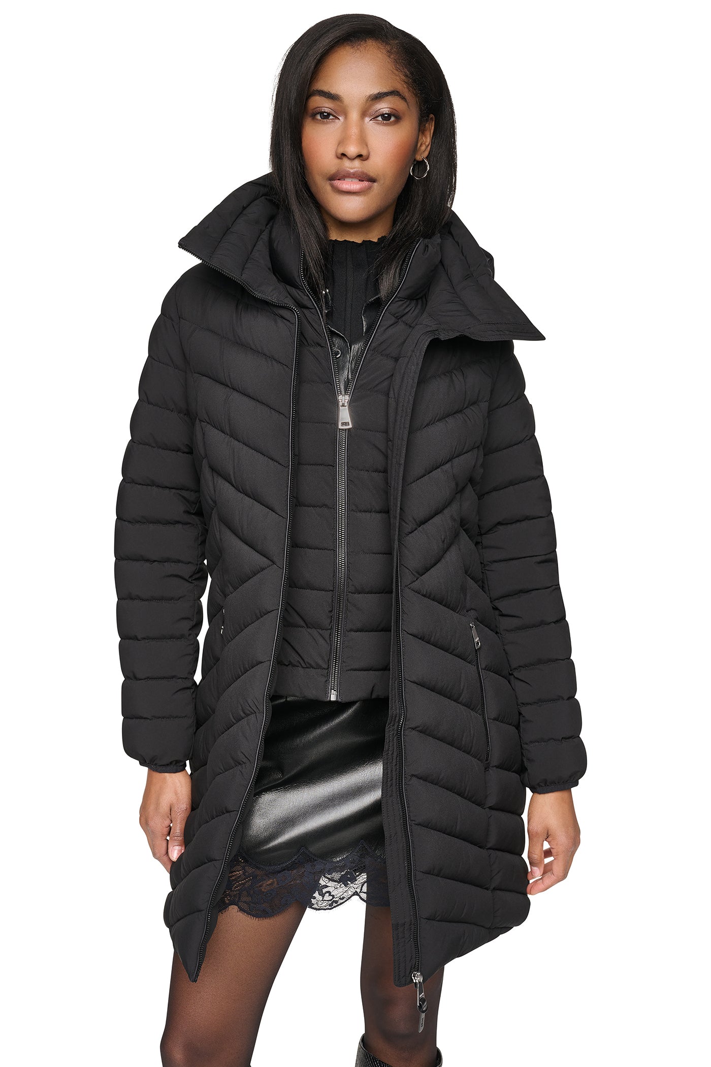 HOODED STAND COLLAR PUFFER VIEW 4 | DKNY Promo