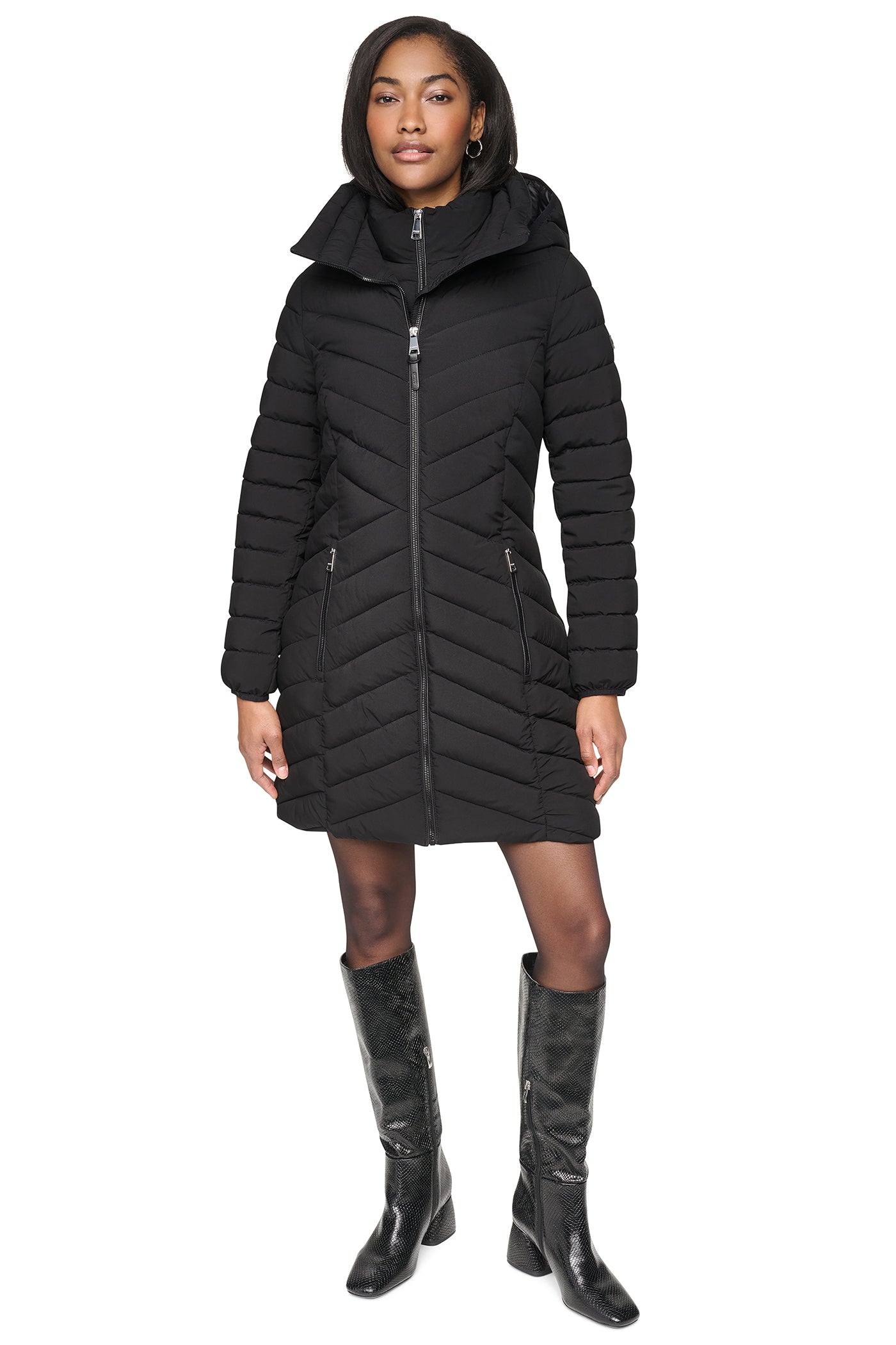 HOODED STAND COLLAR PUFFER VIEW 6 | DKNY Promo